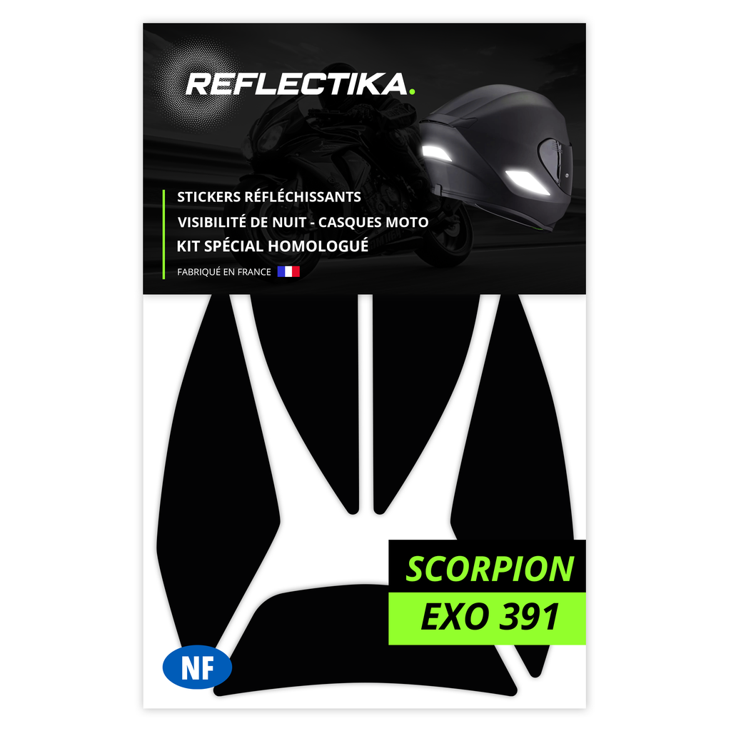 Kit Spécial Stickers Autocollants Réfléchissants pour casque Moto Scorpion EXO 391