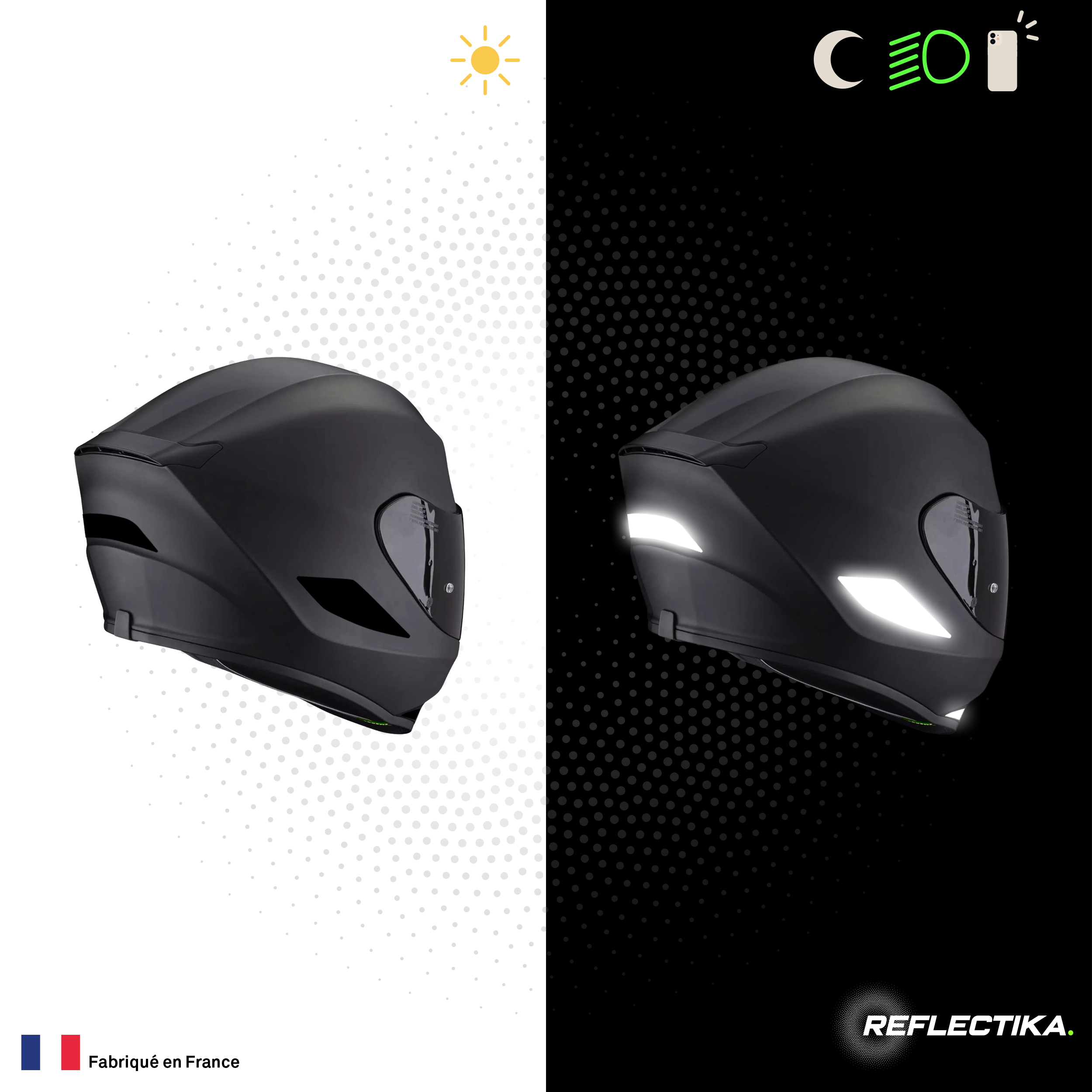 Kit Spécial Stickers Autocollants Réfléchissants pour casque Moto Scorpion EXO 391
