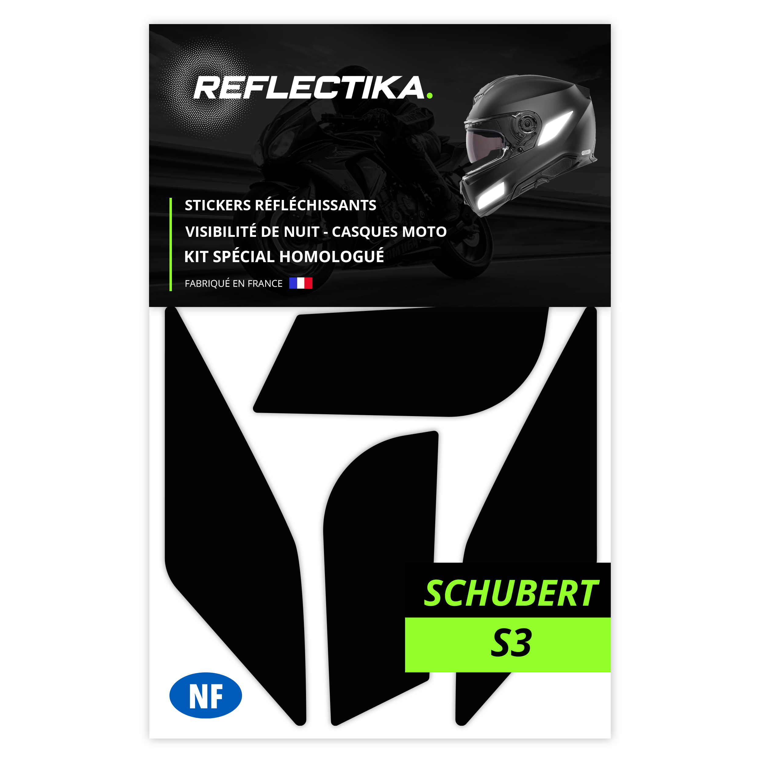 Kit Spécial Stickers Autocollants Réfléchissants pour casque Moto Schuberth S3