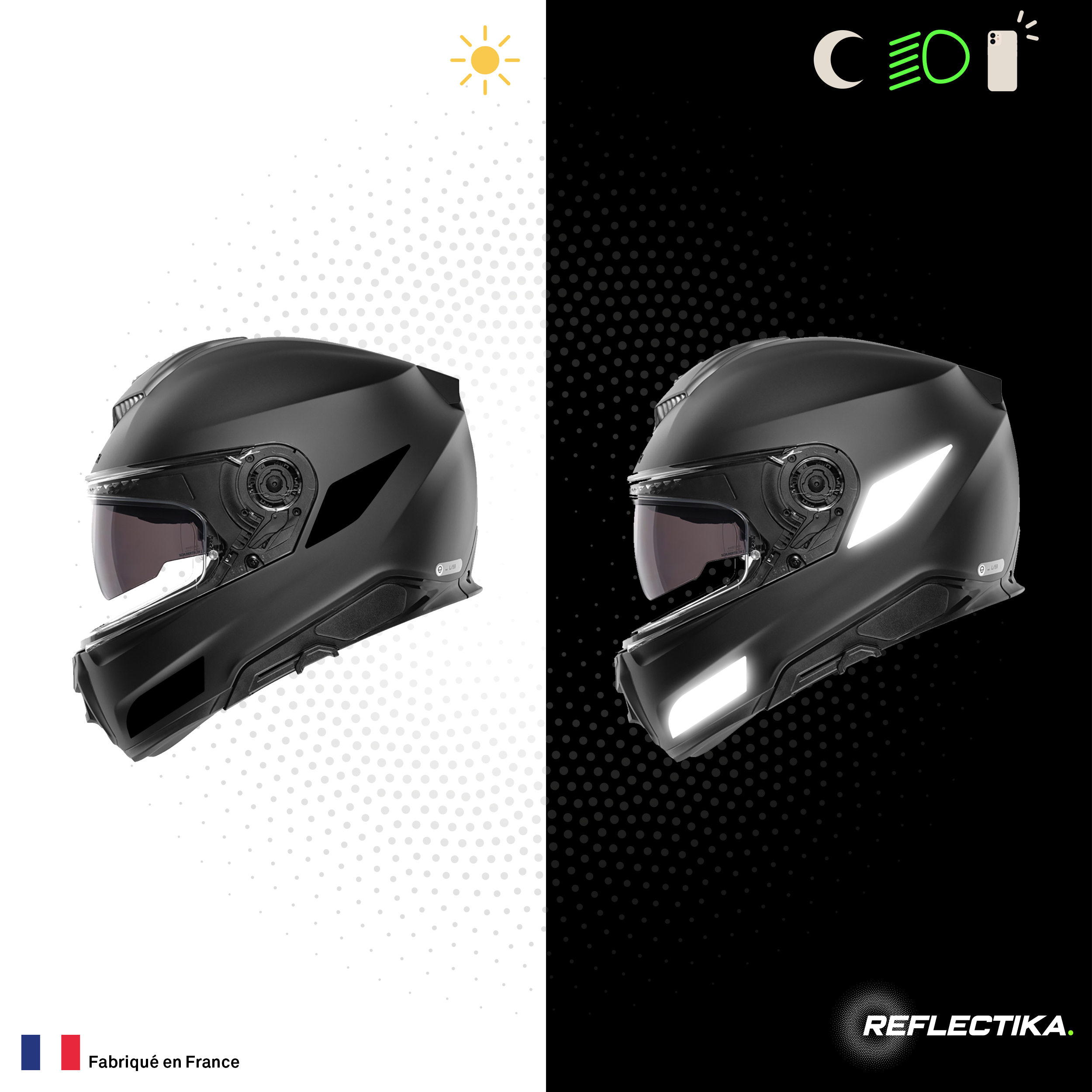 Kit Spécial Stickers Autocollants Réfléchissants pour casque Moto Schuberth S3