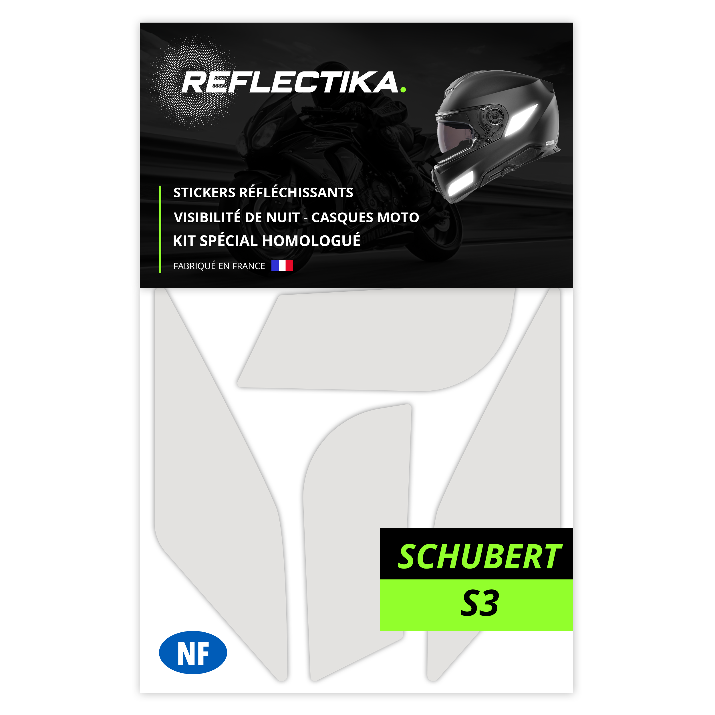 Kit Spécial Stickers Autocollants Réfléchissants pour casque Moto Schuberth S3