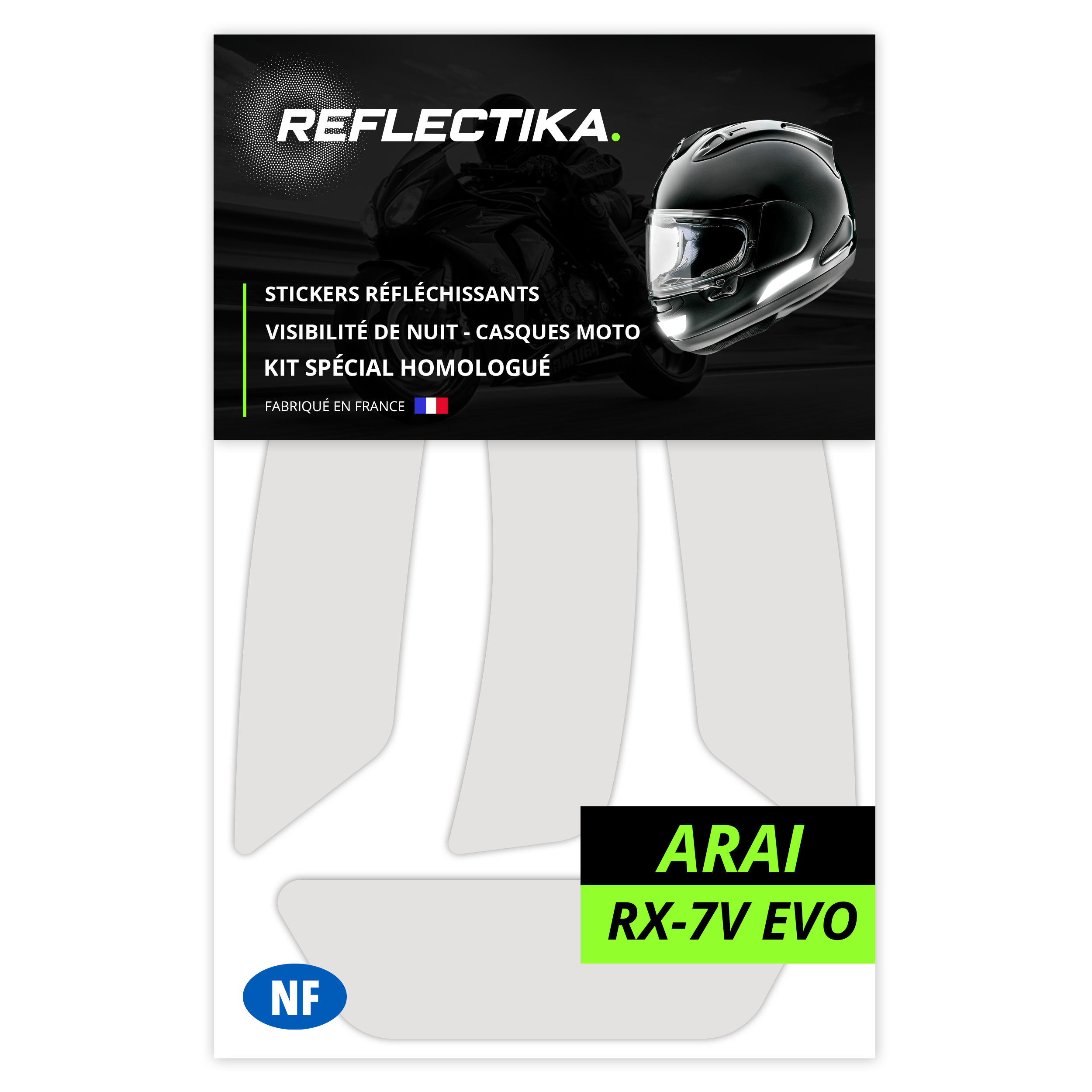 Kit Spécial Stickers Autocollants Réfléchissants pour casque Moto Arai RX-7V Evo