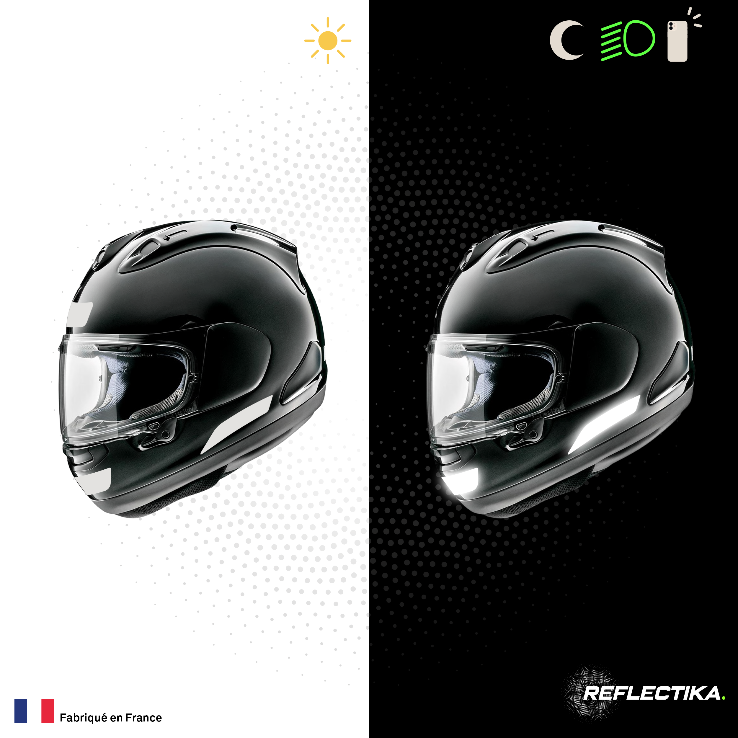 Kit Spécial Stickers Autocollants Réfléchissants pour casque Moto Arai RX-7V Evo