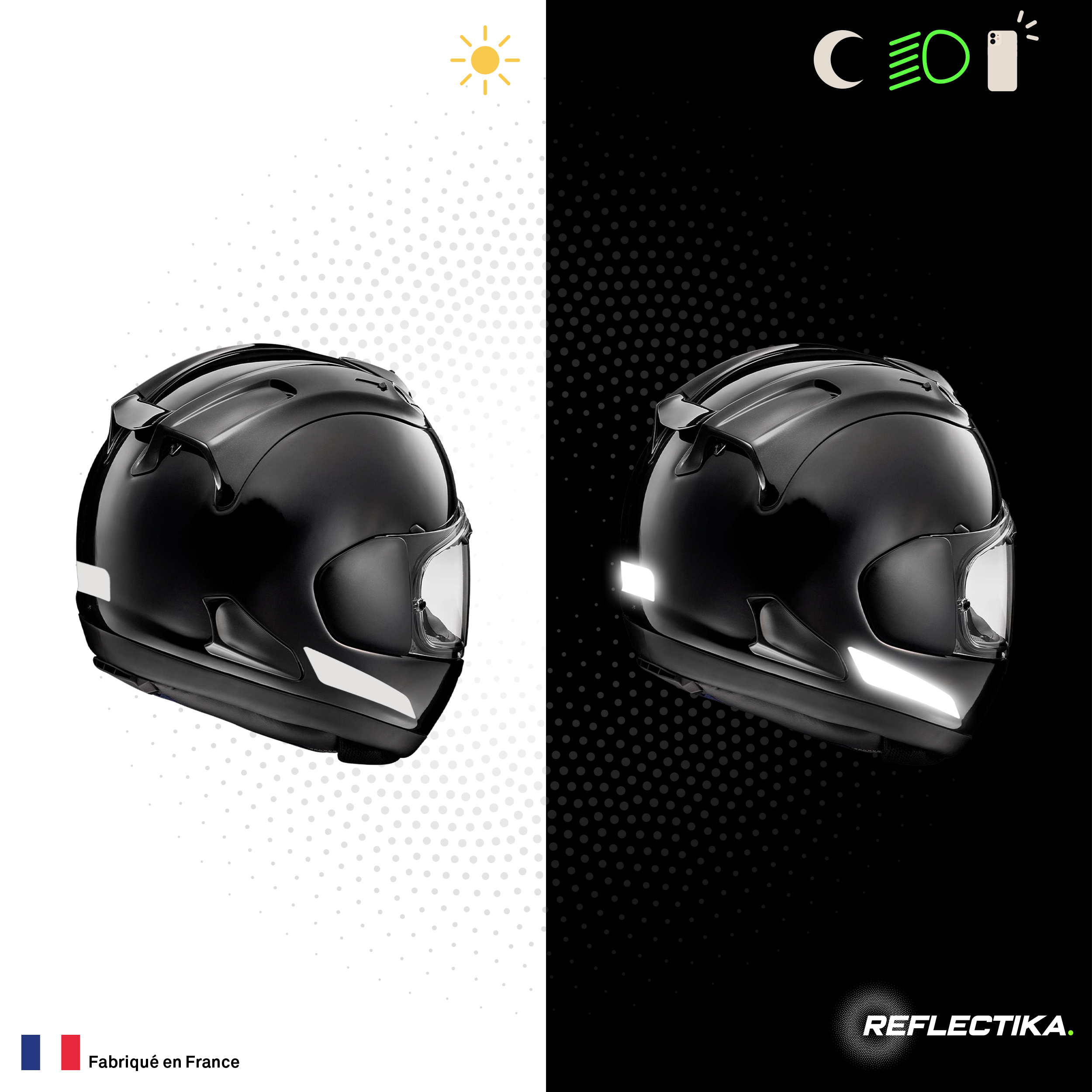 Kit Spécial Stickers Autocollants Réfléchissants pour casque Moto Arai RX-7V Evo