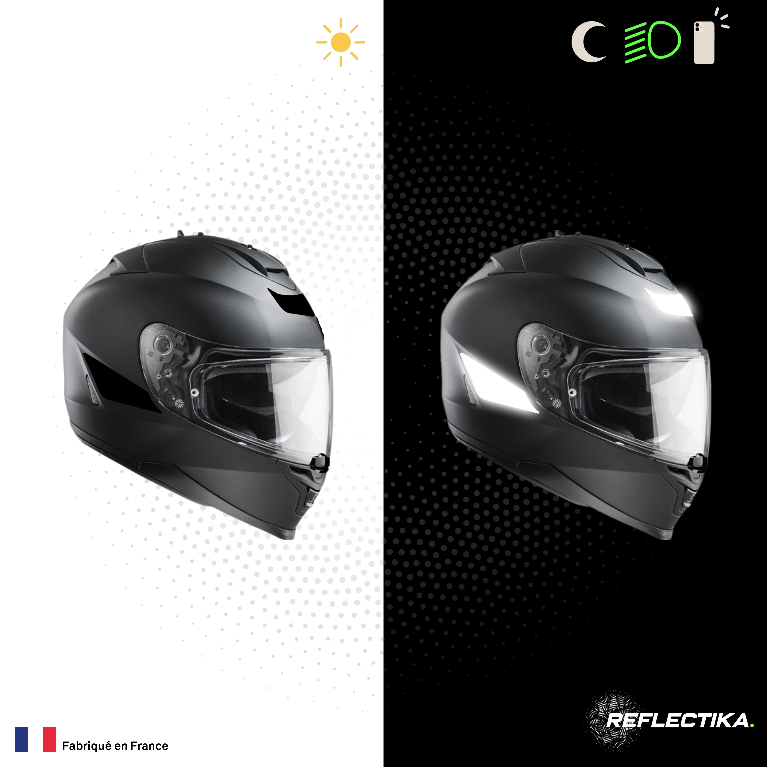 Kit Spécial Stickers Autocollants Réfléchissants pour casque Moto HJC IS 17
