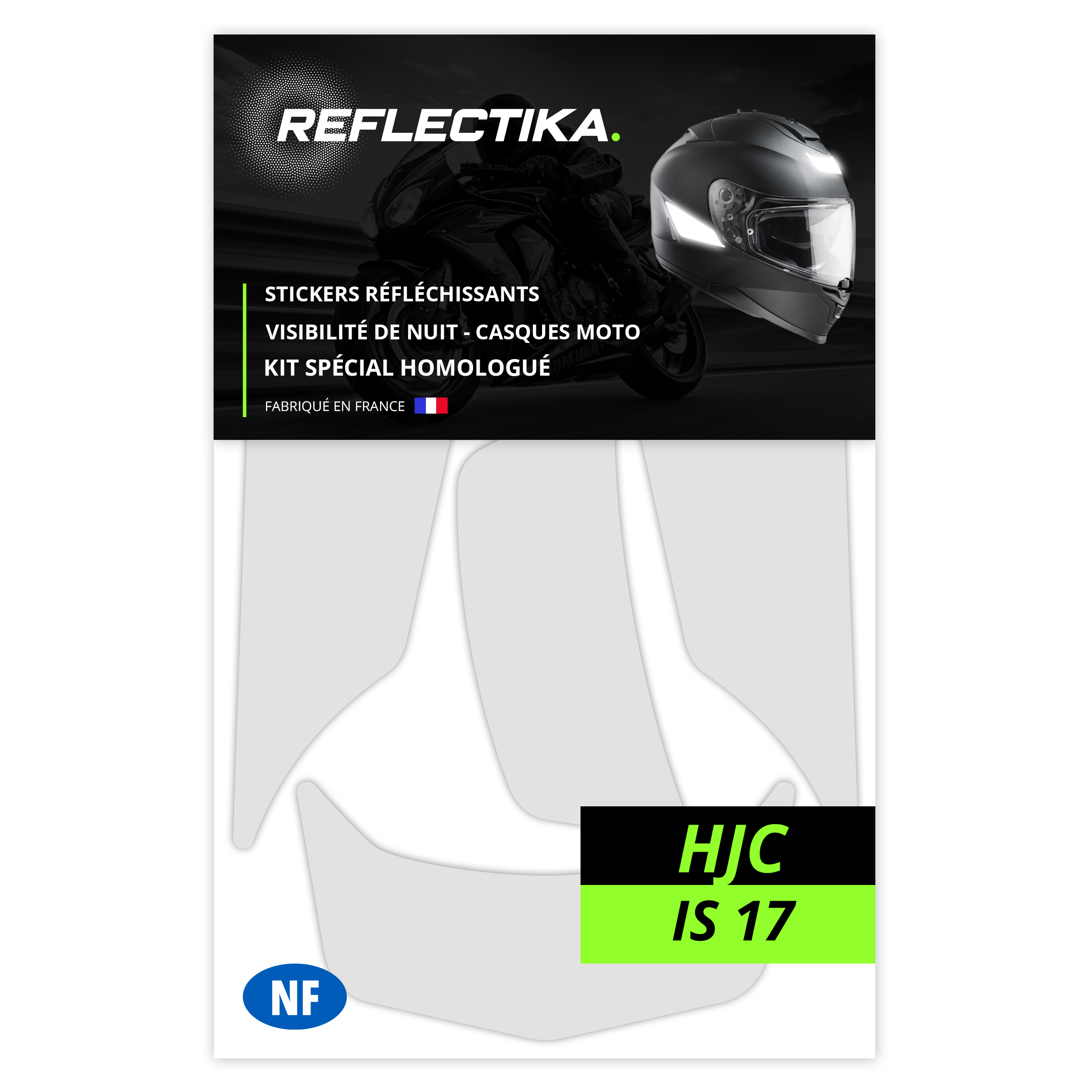 Kit Spécial Stickers Autocollants Réfléchissants pour casque Moto HJC IS 17