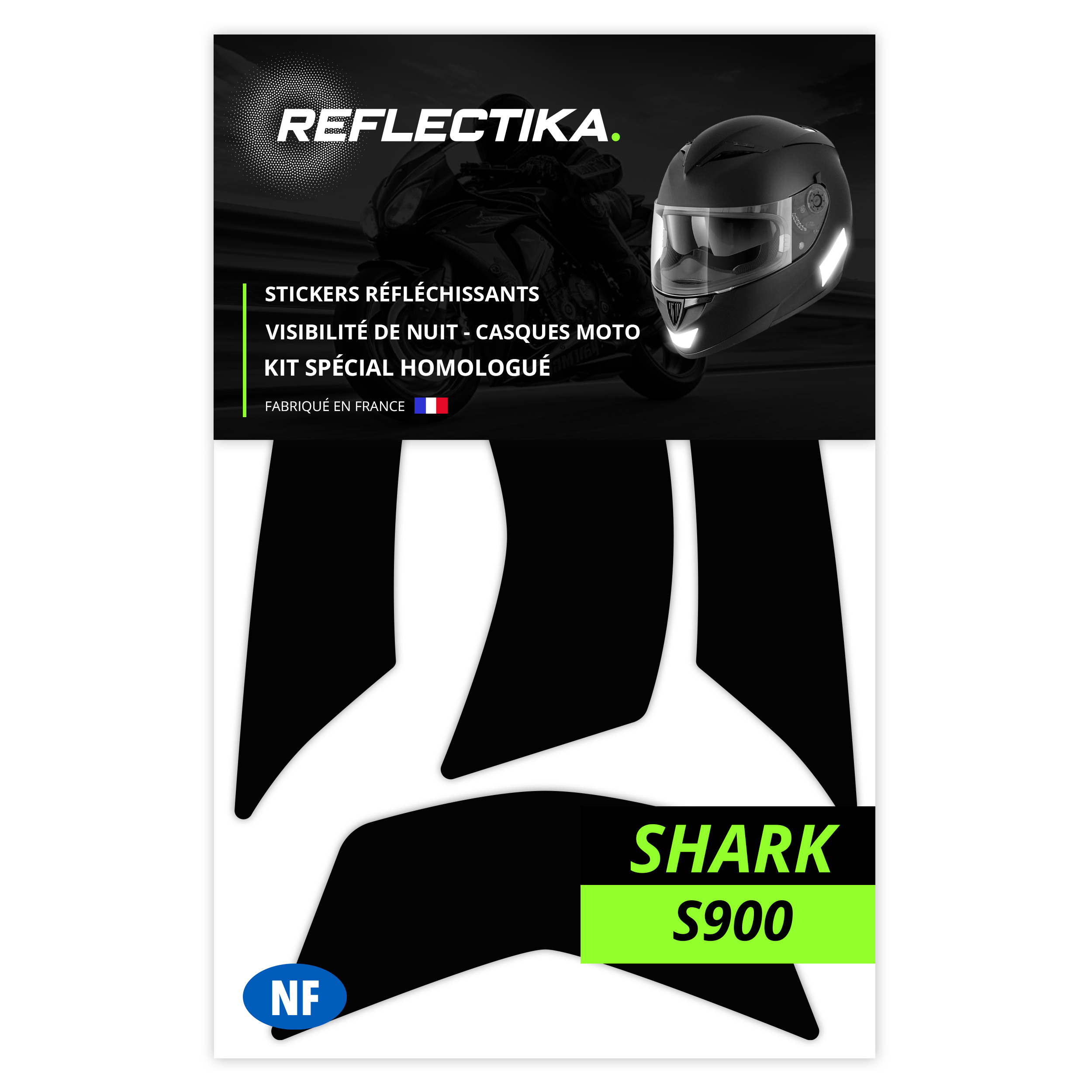Kit Spécial Stickers Autocollants Réfléchissants pour casque Moto Shark S900