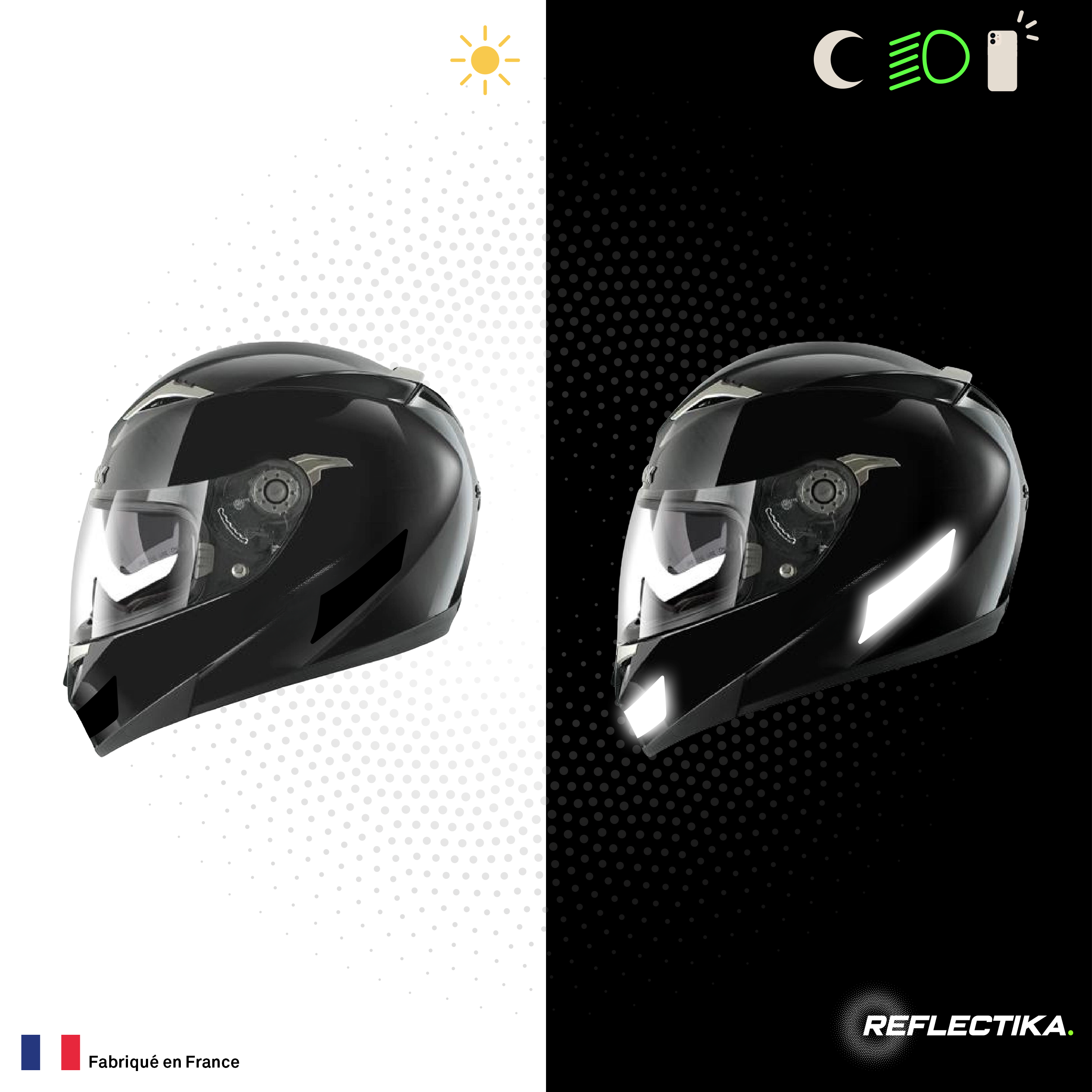 Kit Spécial Stickers Autocollants Réfléchissants pour casque Moto Shark S900