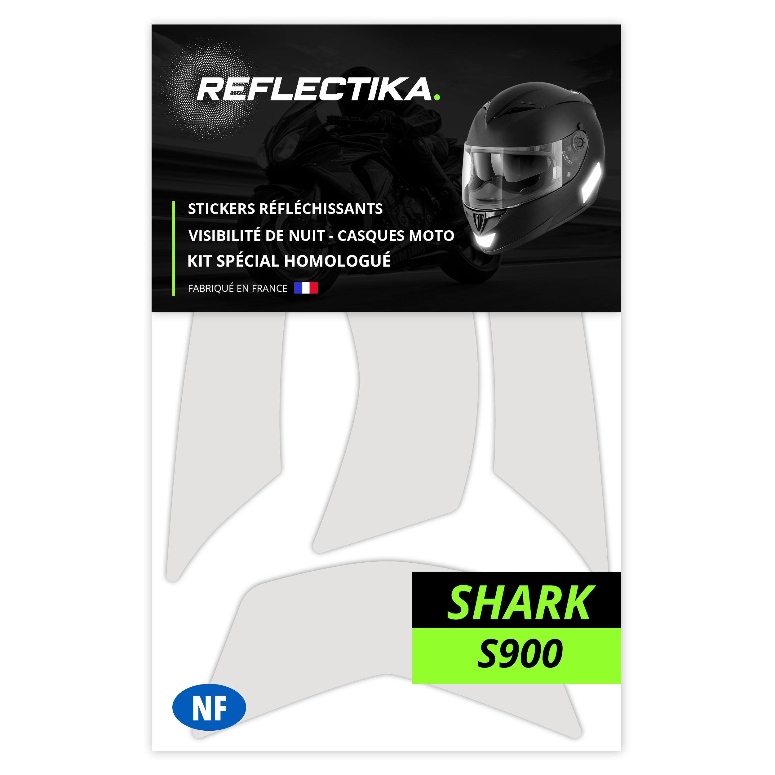 Kit Spécial Stickers Autocollants Réfléchissants pour casque Moto Shark S900