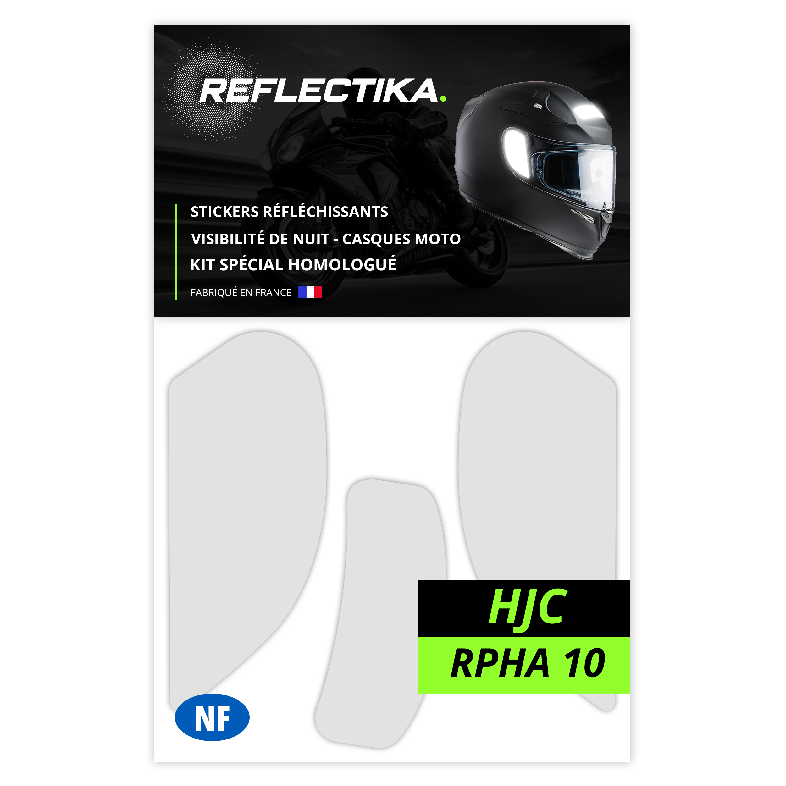 Kit Spécial Stickers Autocollants Réfléchissants pour casque Moto HJC RPHA 10
