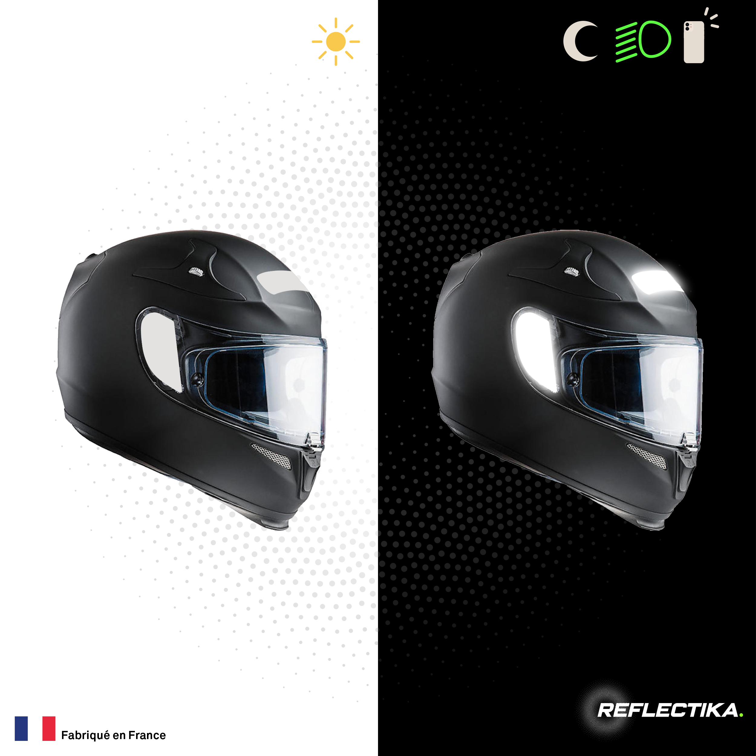 Kit Spécial Stickers Autocollants Réfléchissants pour casque Moto HJC RPHA 10