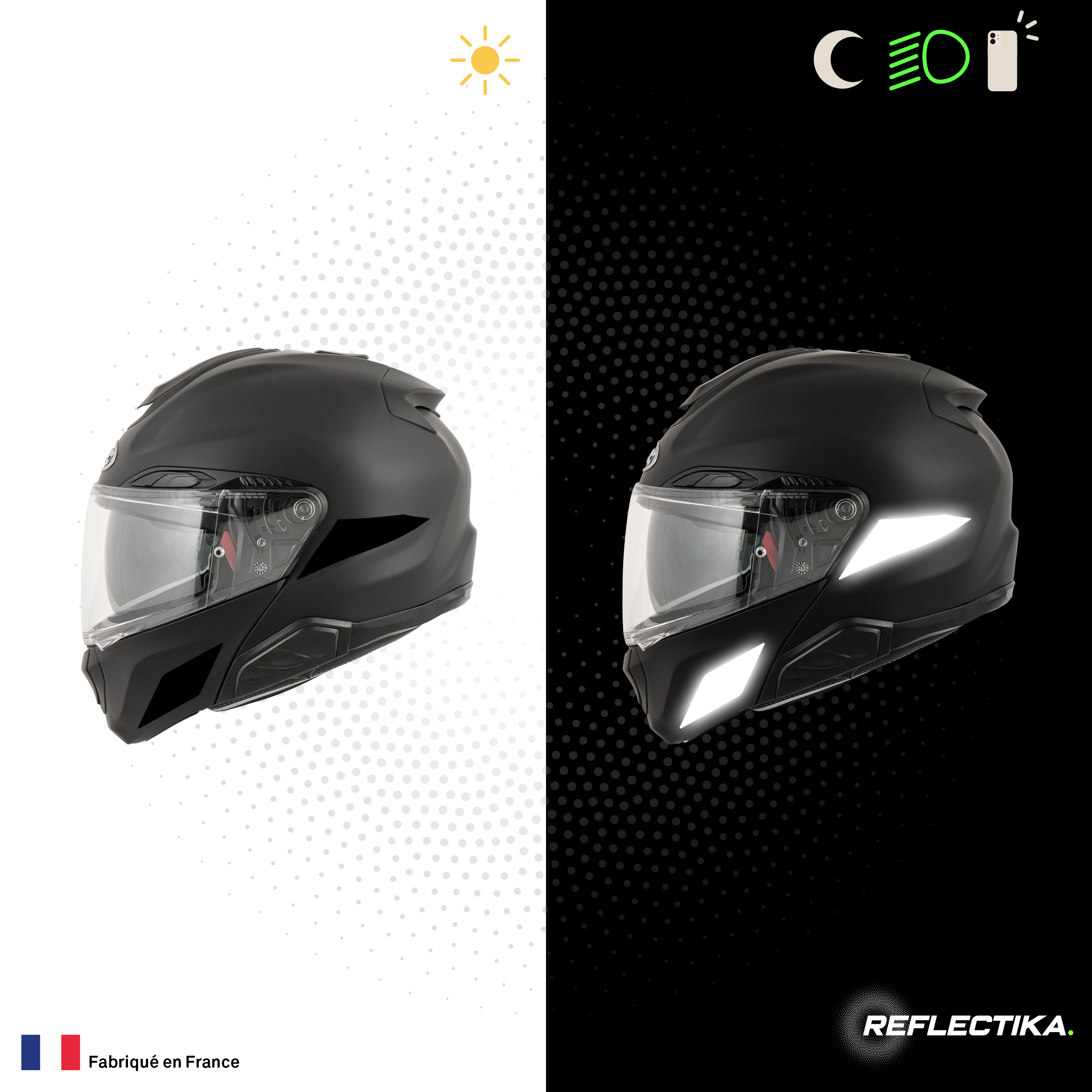 Kit Spécial Stickers Autocollants Réfléchissants pour casque Moto HJC RPHA 91