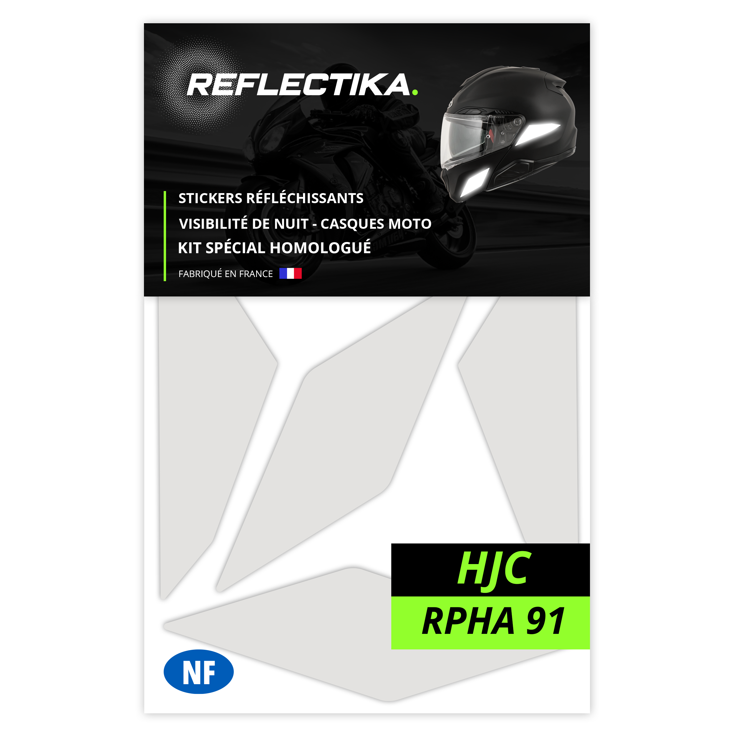 Kit Spécial Stickers Autocollants Réfléchissants pour casque Moto HJC RPHA 91