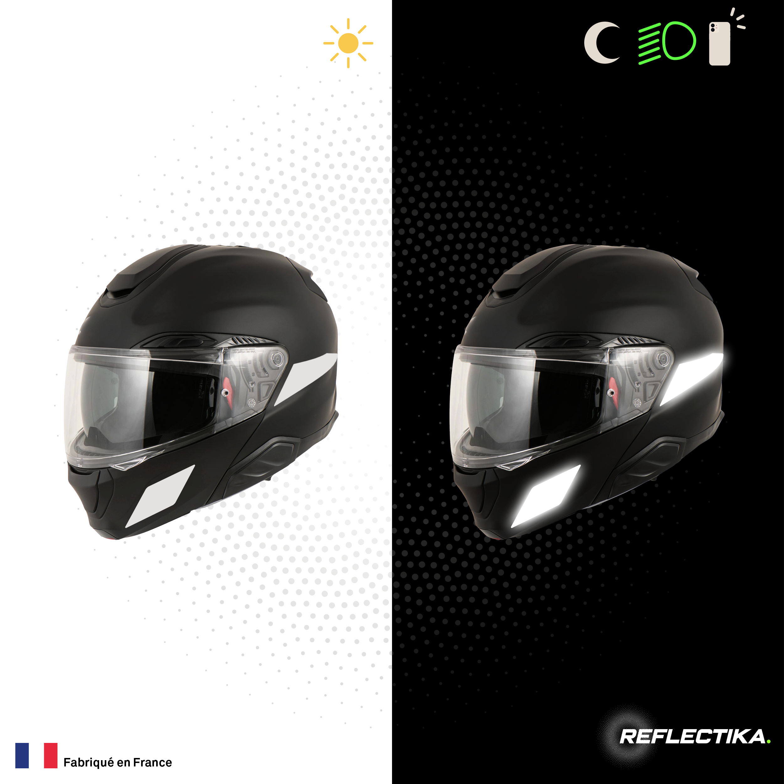 Kit Spécial Stickers Autocollants Réfléchissants pour casque Moto HJC RPHA 91