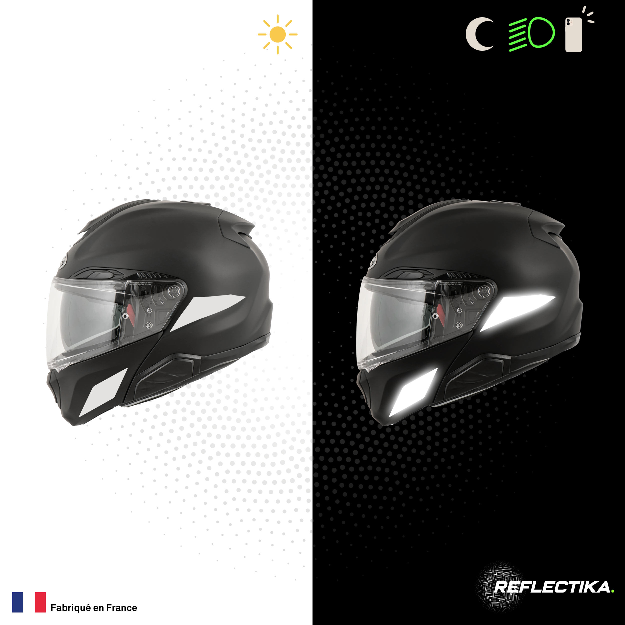 Kit Spécial Stickers Autocollants Réfléchissants pour casque Moto HJC RPHA 91