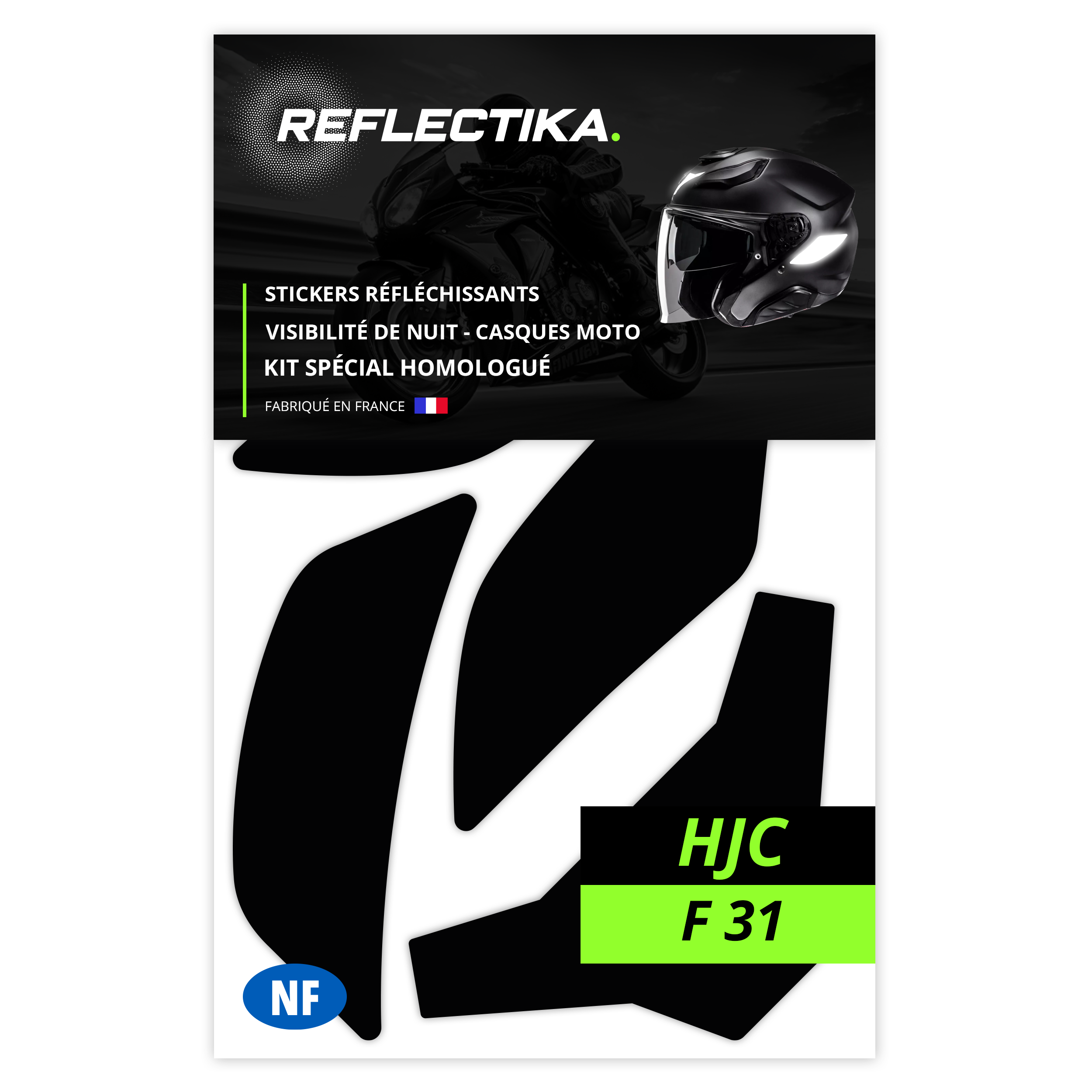 Kit Spécial Stickers Autocollants Réfléchissants pour casque Moto HJC F31