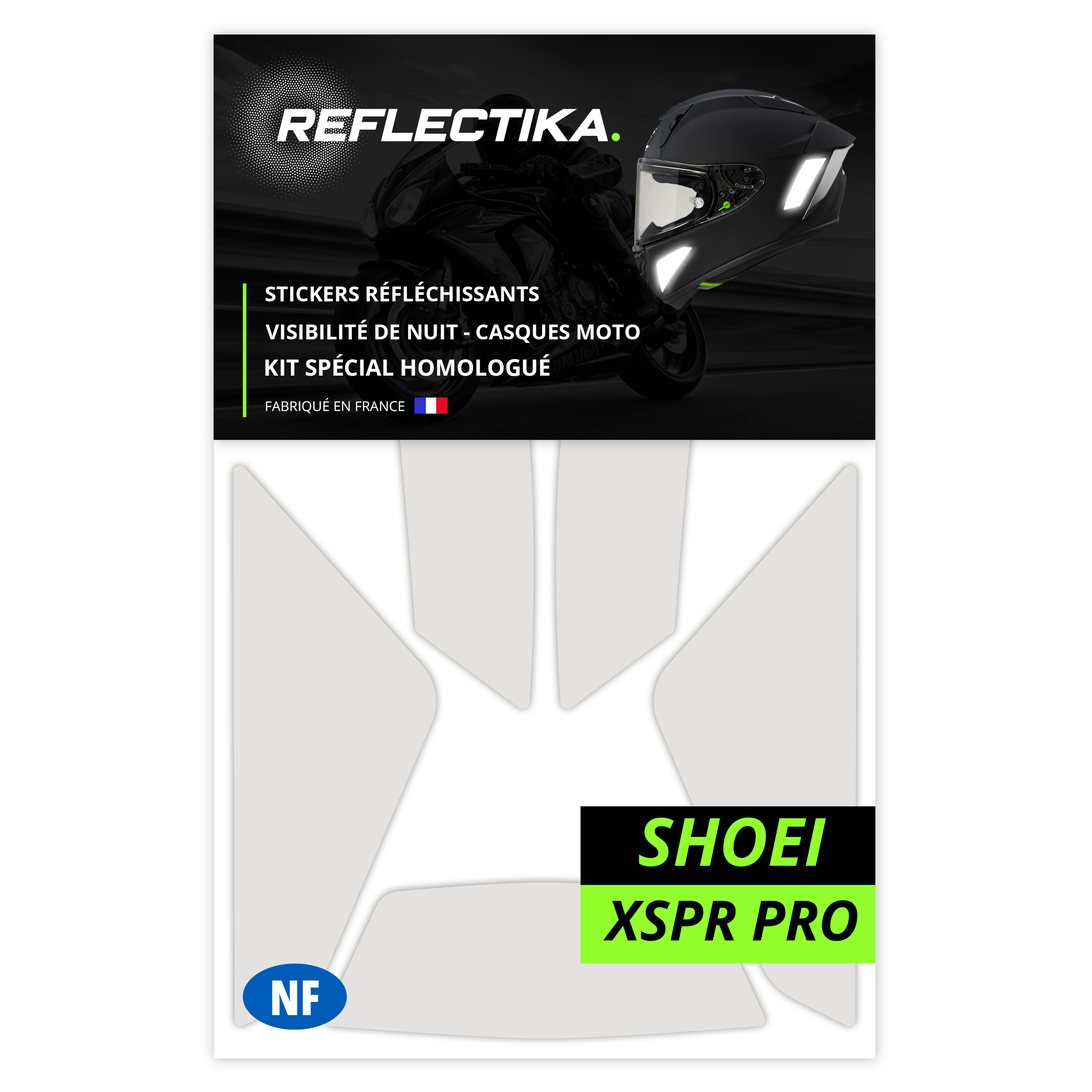 Kit Spécial Stickers Autocollants Réfléchissants pour casque Moto SHOEI XSPR PRO