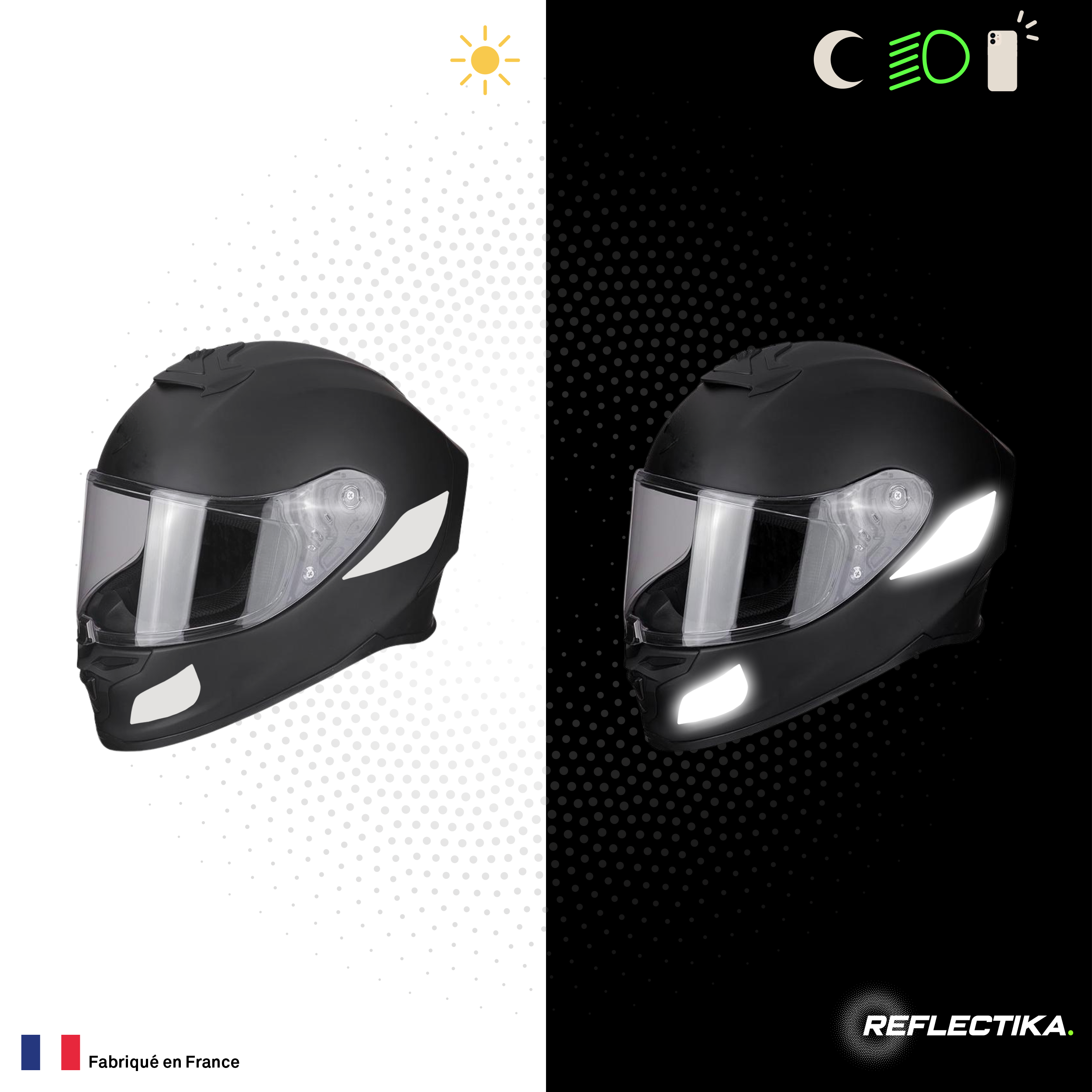 Kit Spécial Stickers Autocollants Réfléchissants pour casque Moto Scorpion Exo R1 EVO Air