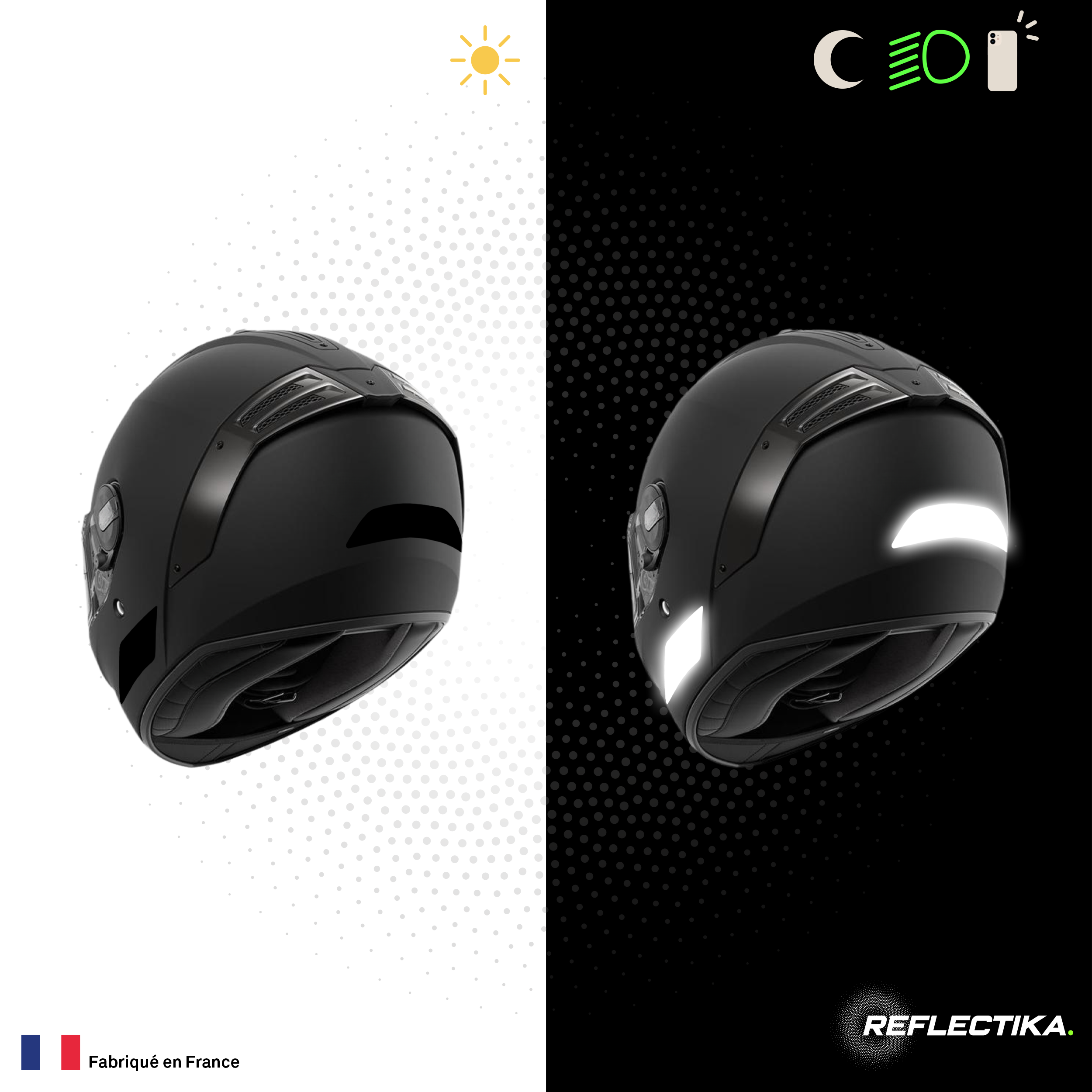 Kit Spécial Stickers Autocollants Réfléchissants pour casque Moto Shark Spartan RS