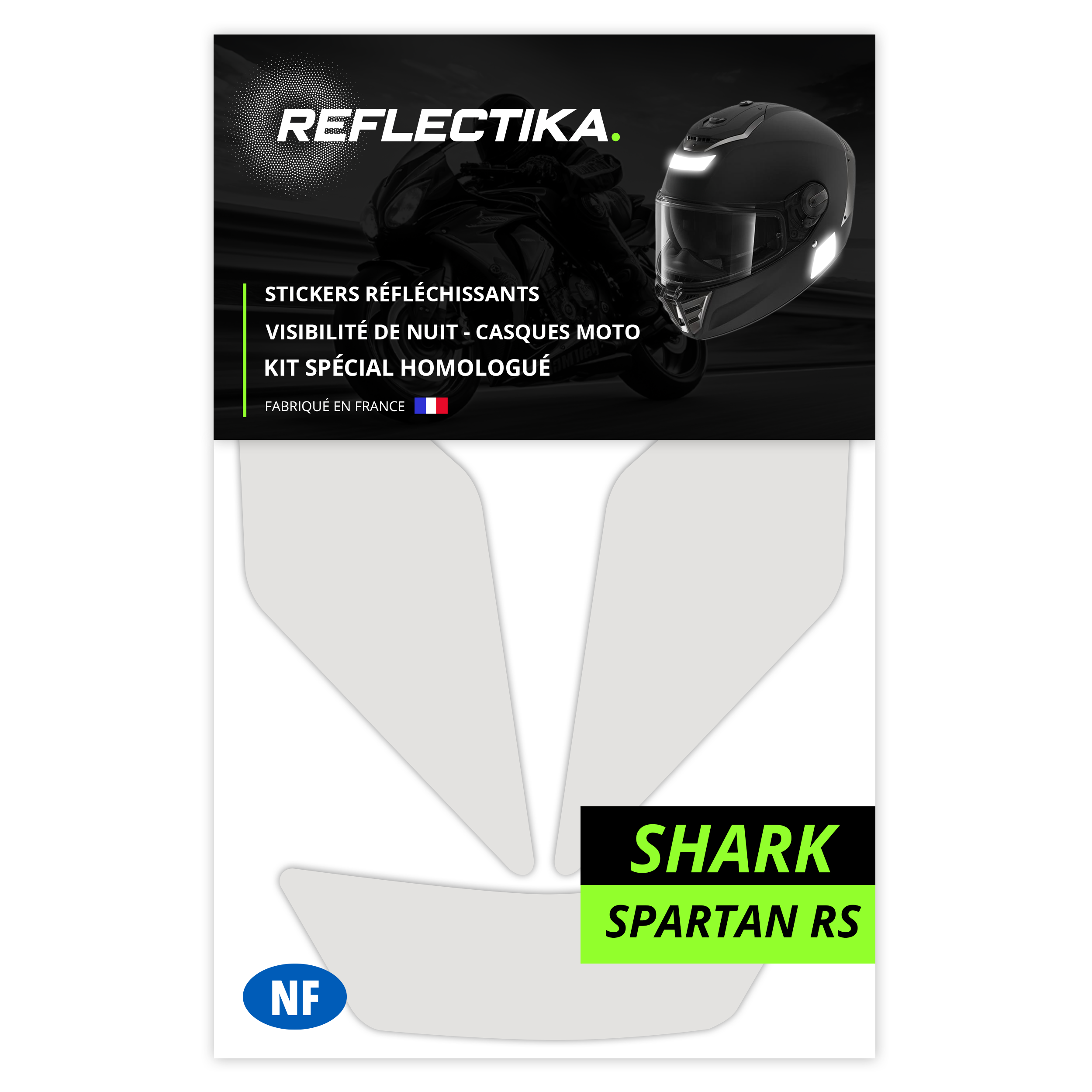Kit Spécial Stickers Autocollants Réfléchissants pour casque Moto Shark Spartan RS