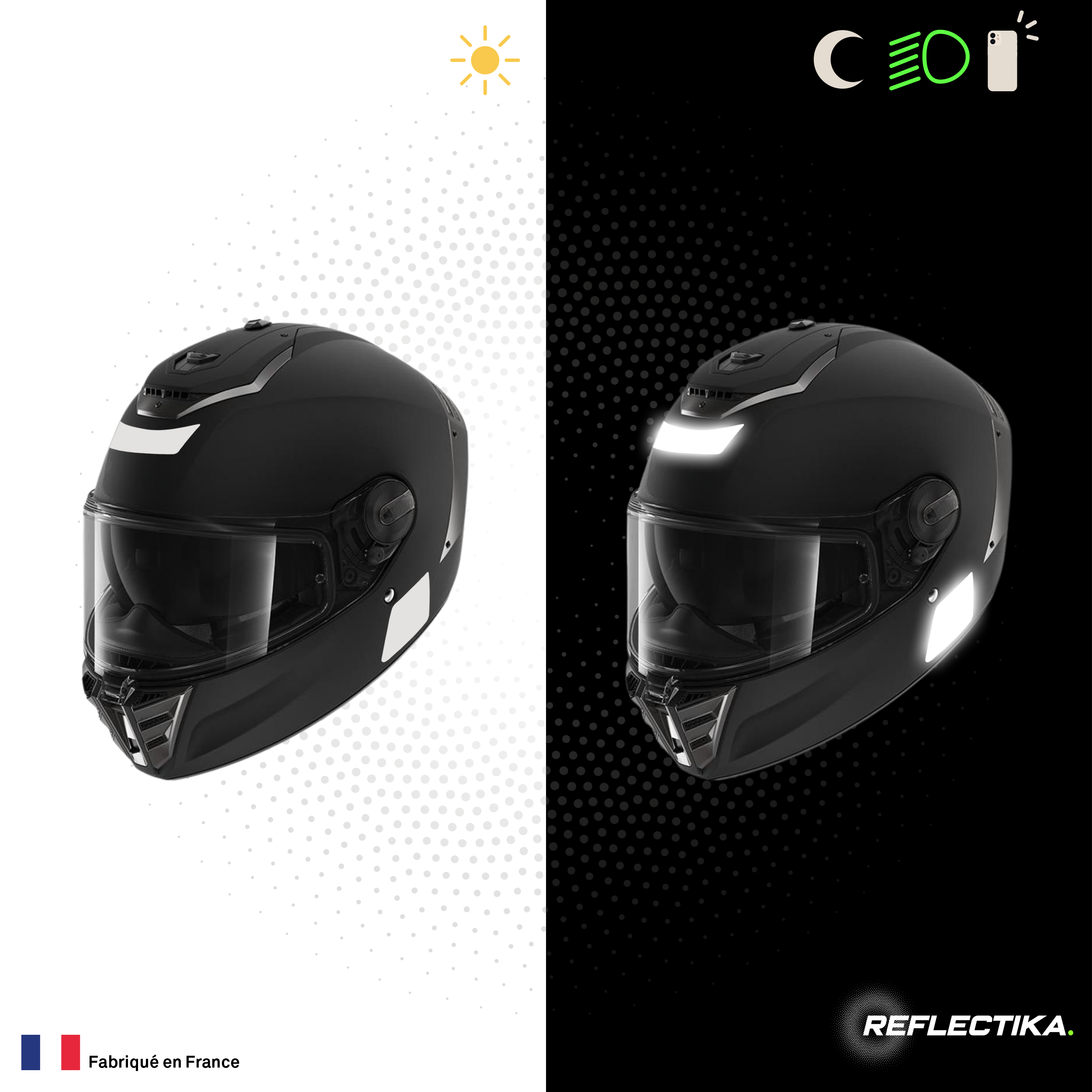 Kit Spécial Stickers Autocollants Réfléchissants pour casque Moto Shark Spartan RS