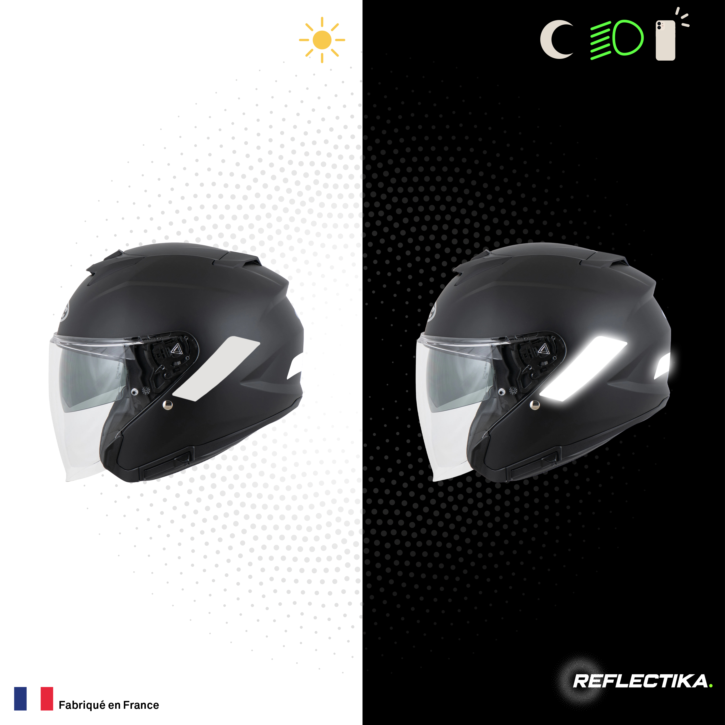Kit Spécial Stickers Autocollants Réfléchissants pour casque Moto HJC i31