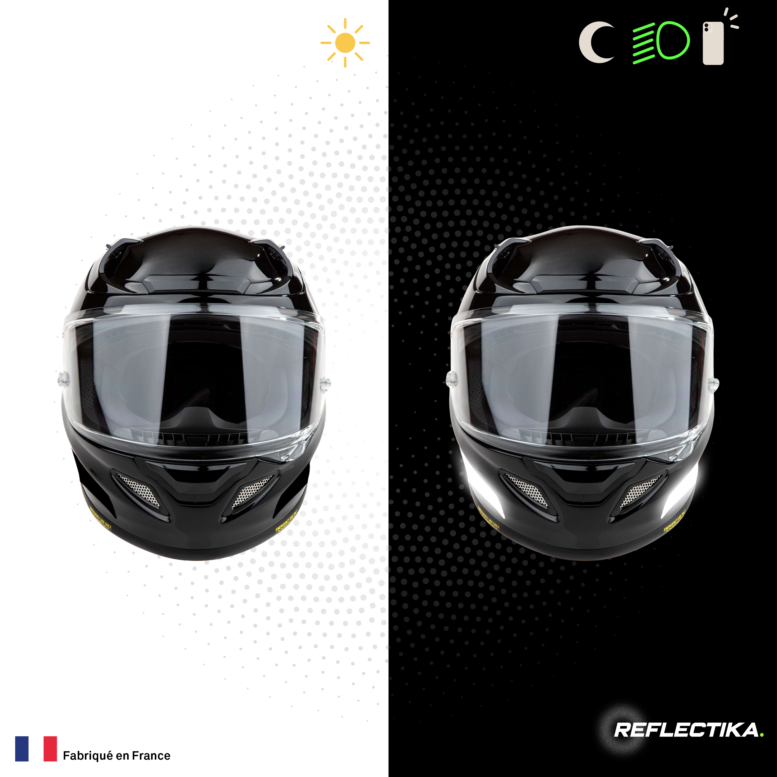 Kit Spécial Stickers Autocollants Réfléchissants pour casque Moto HJC RPHA 12