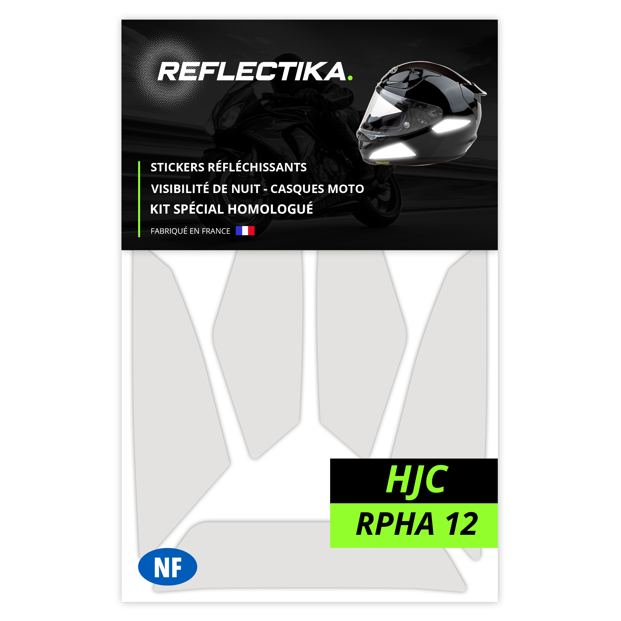 Kit Spécial Stickers Autocollants Réfléchissants pour casque Moto HJC RPHA 12