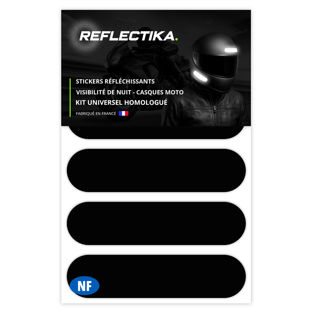 Kit Universel 4 Stickers Bandes Autocollants Réfléchissants pour casque Moto
