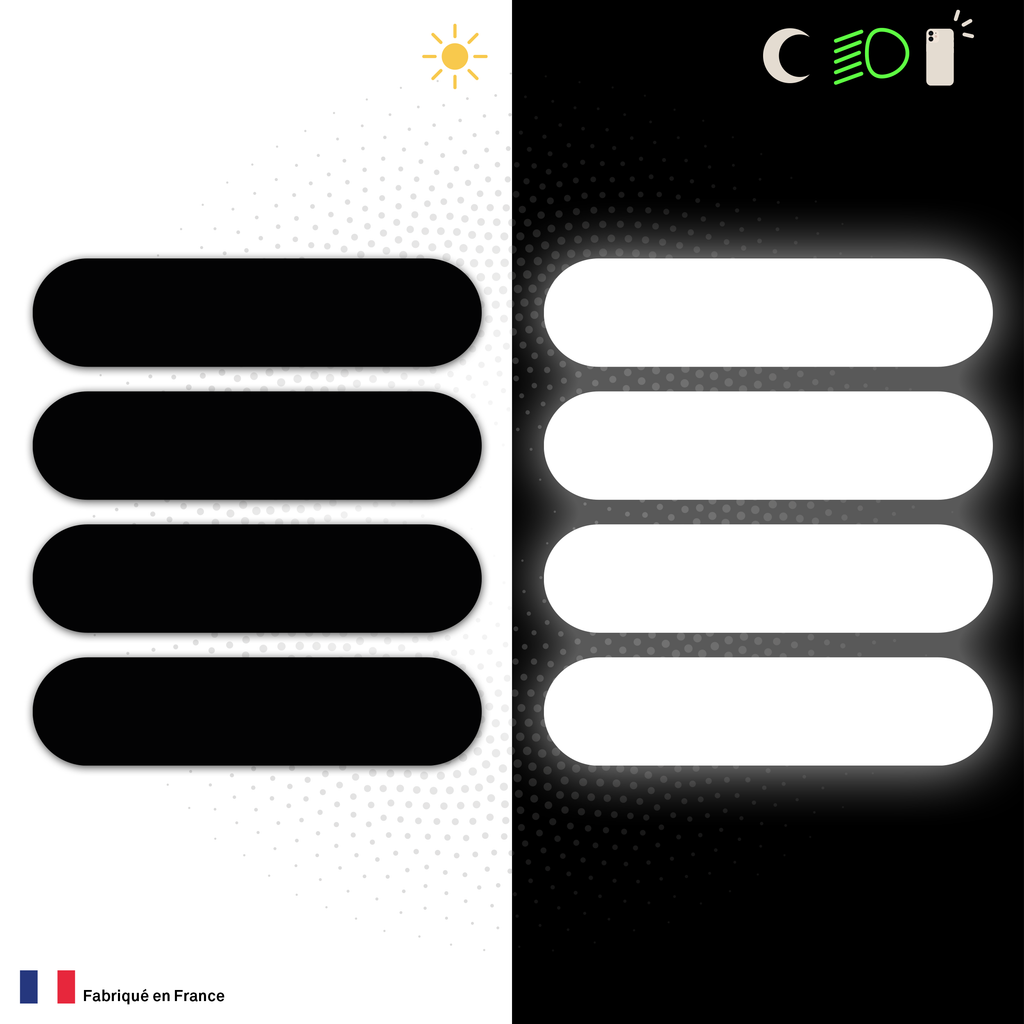 Kit Universel 4 Stickers Bandes Autocollants Réfléchissants pour casque Moto