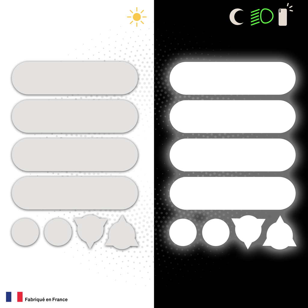 Kit Universel Lot de 8 Stickers Autocollants Réfléchissants pour casque Moto