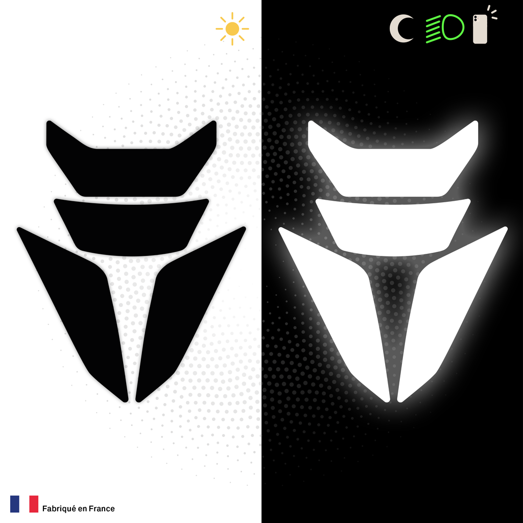 Kit Universel 4 Stickers Autocollants Réfléchissants pour casque Moto V3