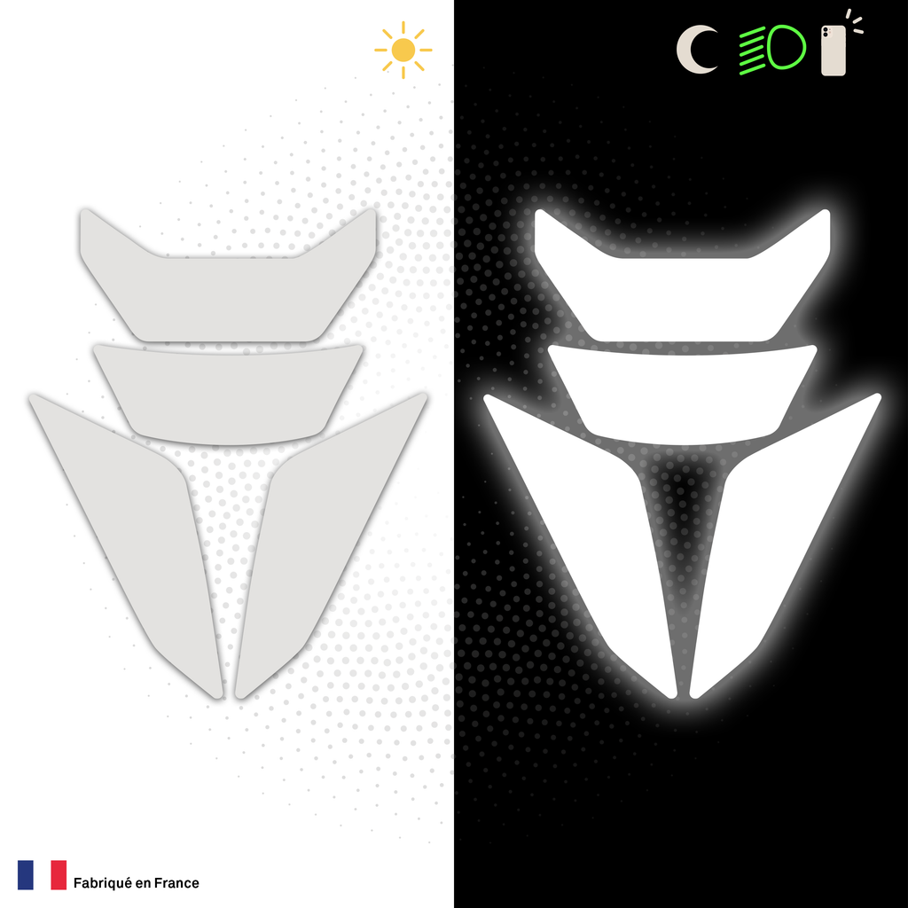 Kit Universel 4 Stickers Autocollants Réfléchissants pour casque Moto V3