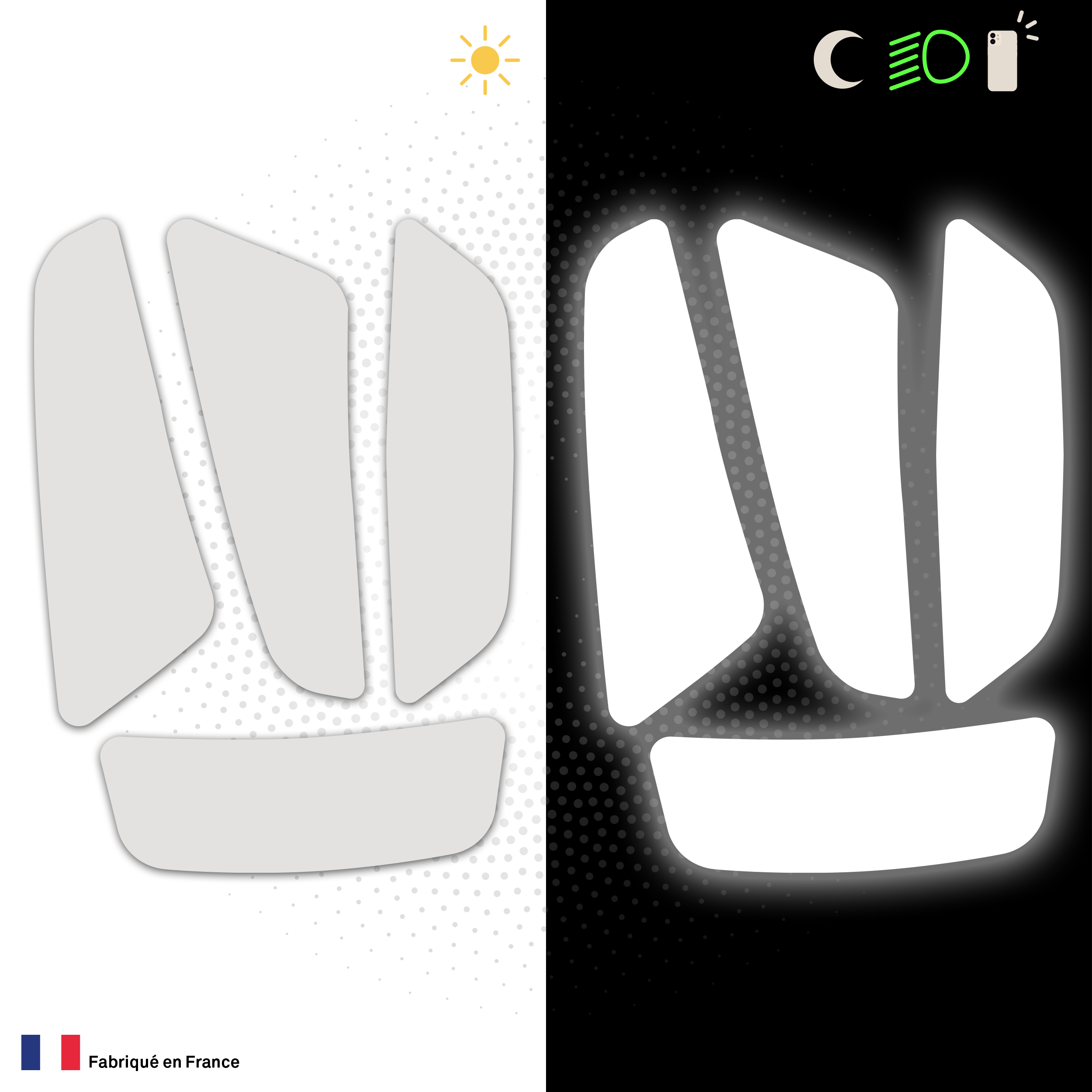 Kit Universel 4 Stickers Autocollants Réfléchissants pour casque Moto V4
