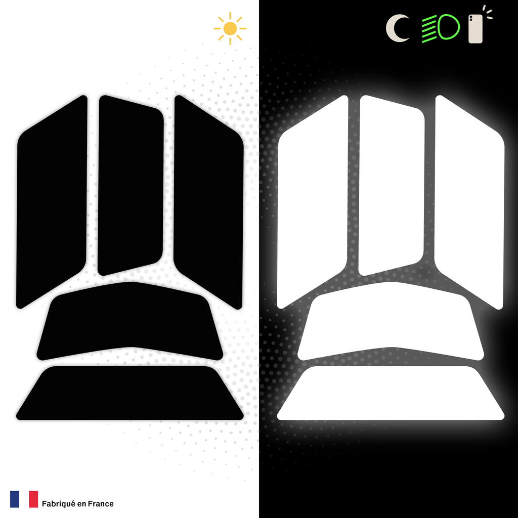 Kit Universel 5 Stickers Autocollants Réfléchissants pour casque Moto V5