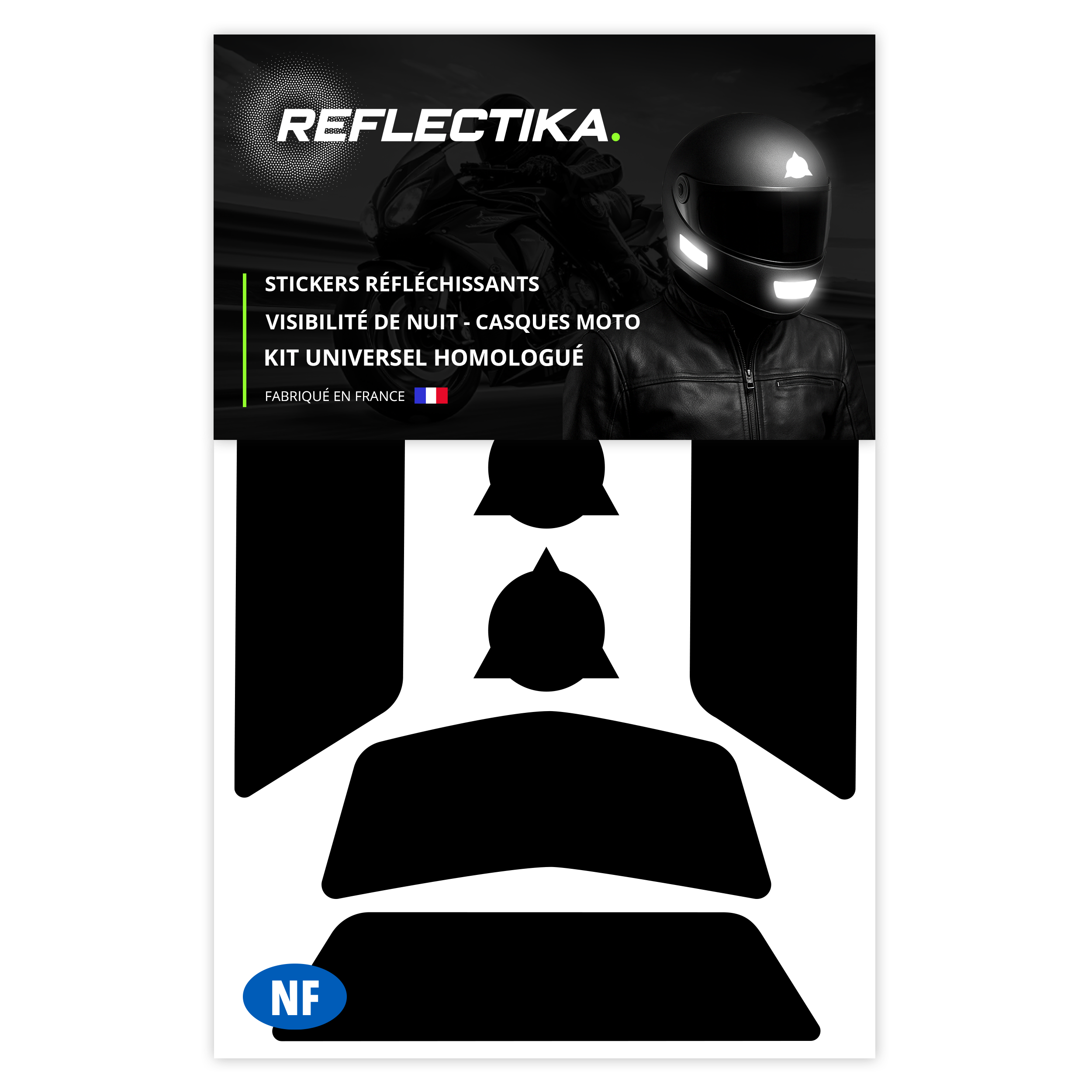 Kit Universel Lot de 9 Stickers Autocollants Réfléchissants pour casque Moto