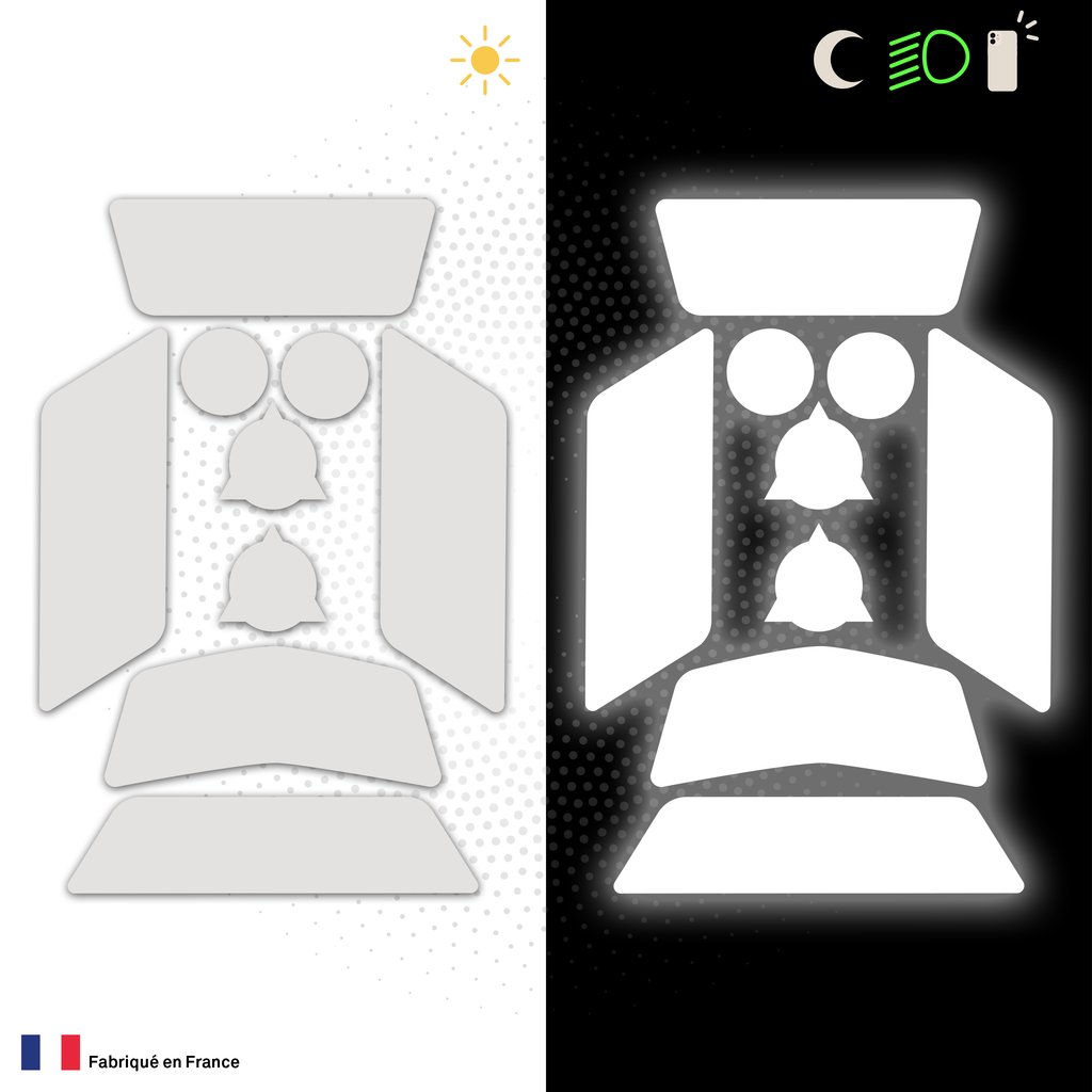 Kit Universel Lot de 9 Stickers Autocollants Réfléchissants pour casque Moto