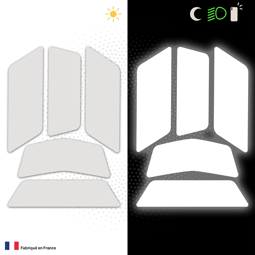 Kit Universel 5 Stickers Autocollants Réfléchissants pour casque Moto V5