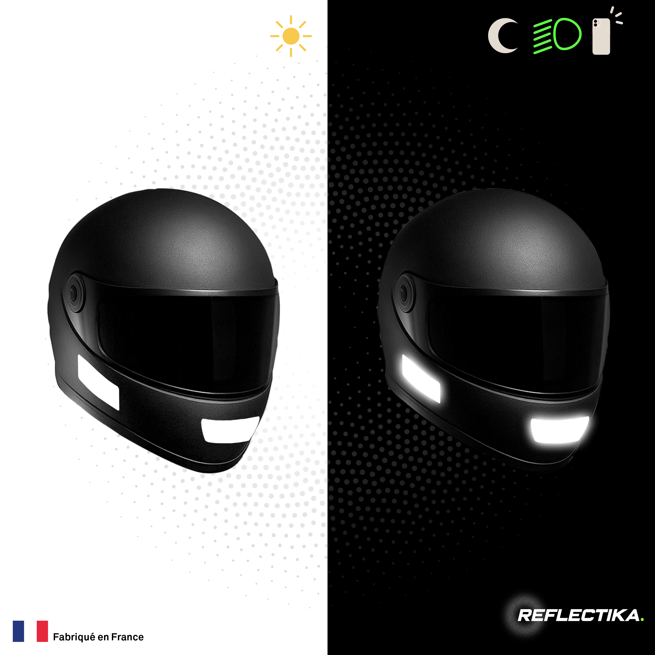 Kit Universel 5 Stickers Autocollants Réfléchissants pour casque Moto V5