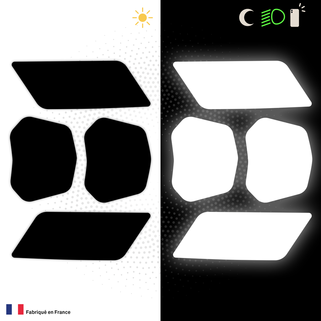 Kit Universel 4 Stickers Autocollants Réfléchissants pour casque Moto V6