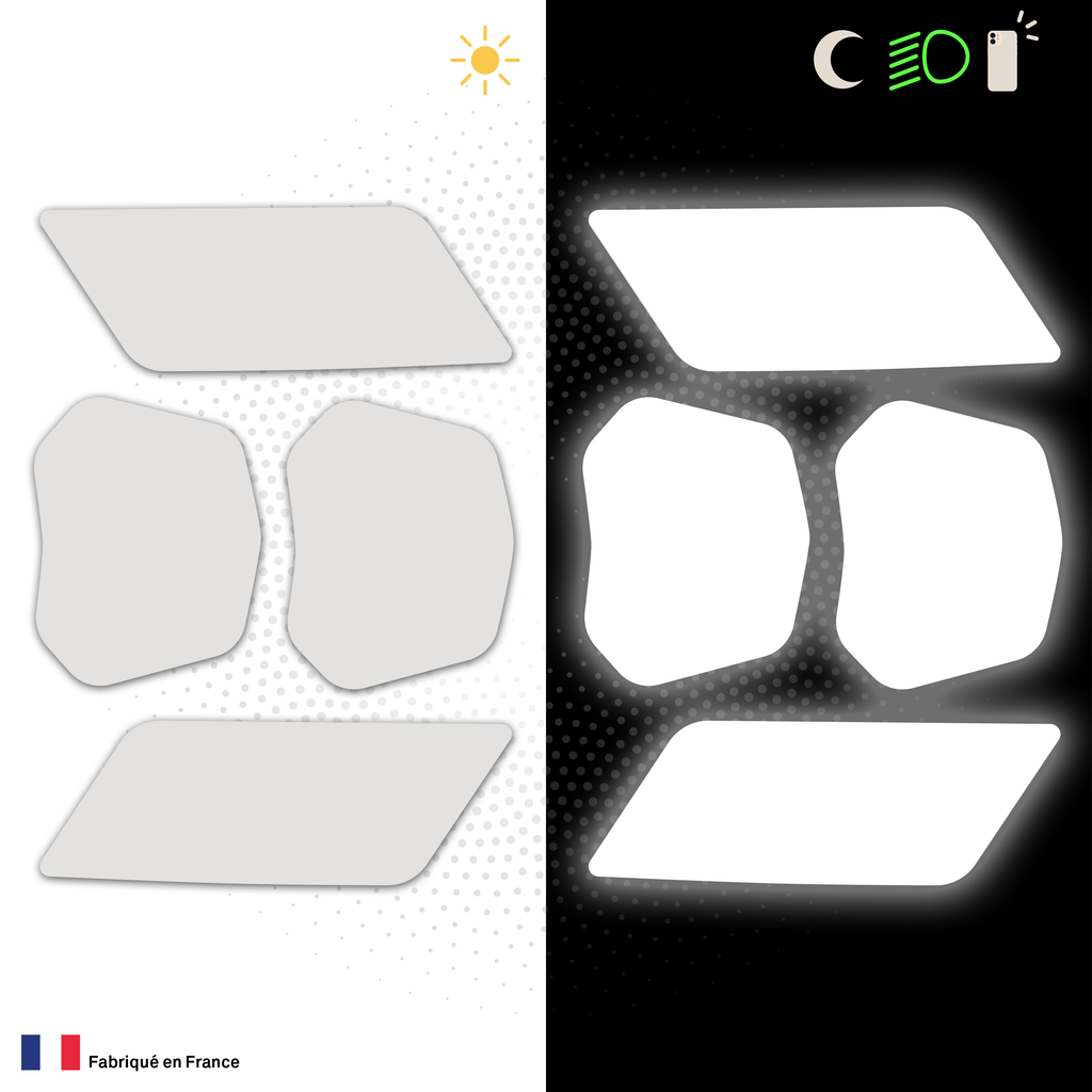 Kit Universel 4 Stickers Autocollants Réfléchissants pour casque Moto V6