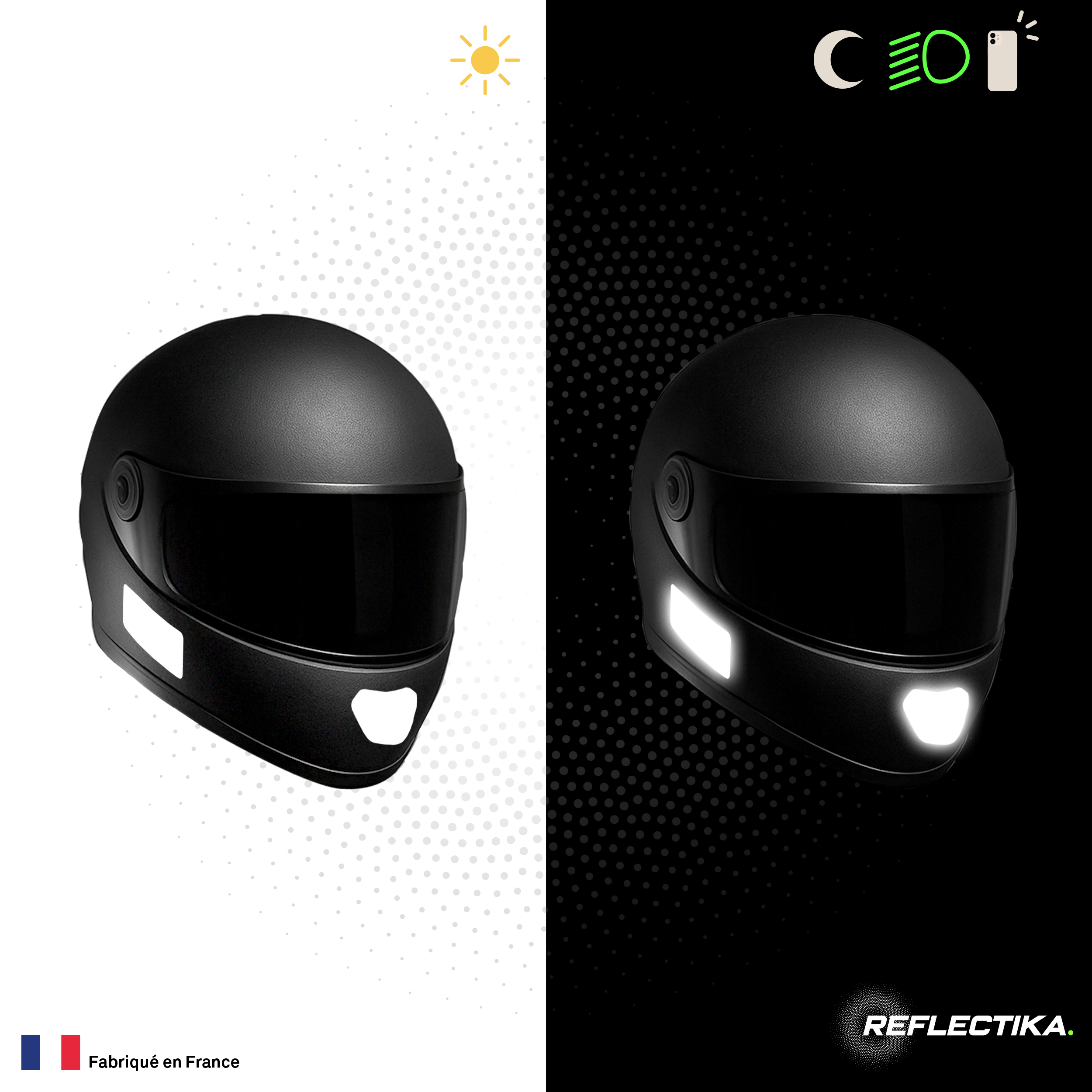 Kit Universel 4 Stickers Autocollants Réfléchissants pour casque Moto V6