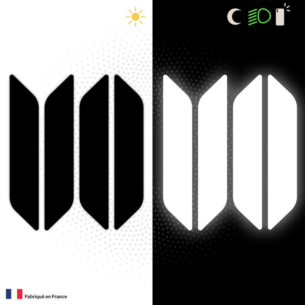 Kit Universel 4 Stickers Autocollants Réfléchissants pour casque Moto V7