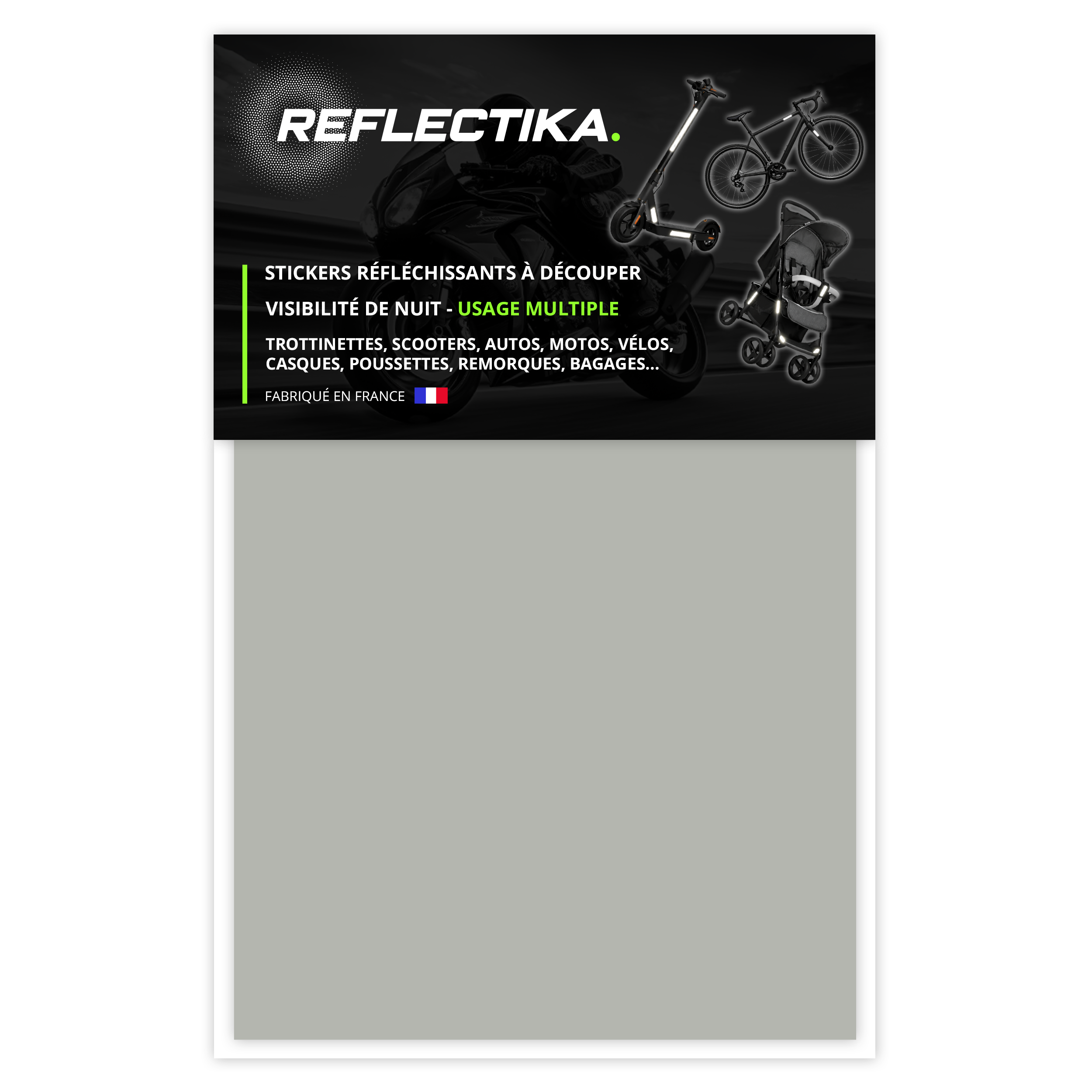 Feuille Planche rétro réfléchissante à découper pour Casque Moto Scooter Vélo Multi-Supports Blanc