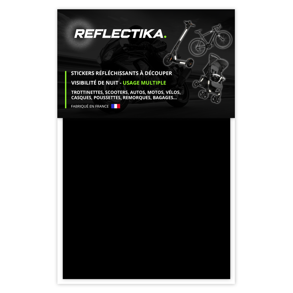 Feuille Planche rétro réfléchissante à découper pour Casque Moto Scooter Vélo Multi-Supports Noir